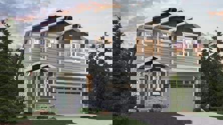 A house with a garage.