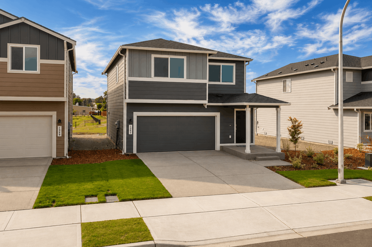 A house with a garage.