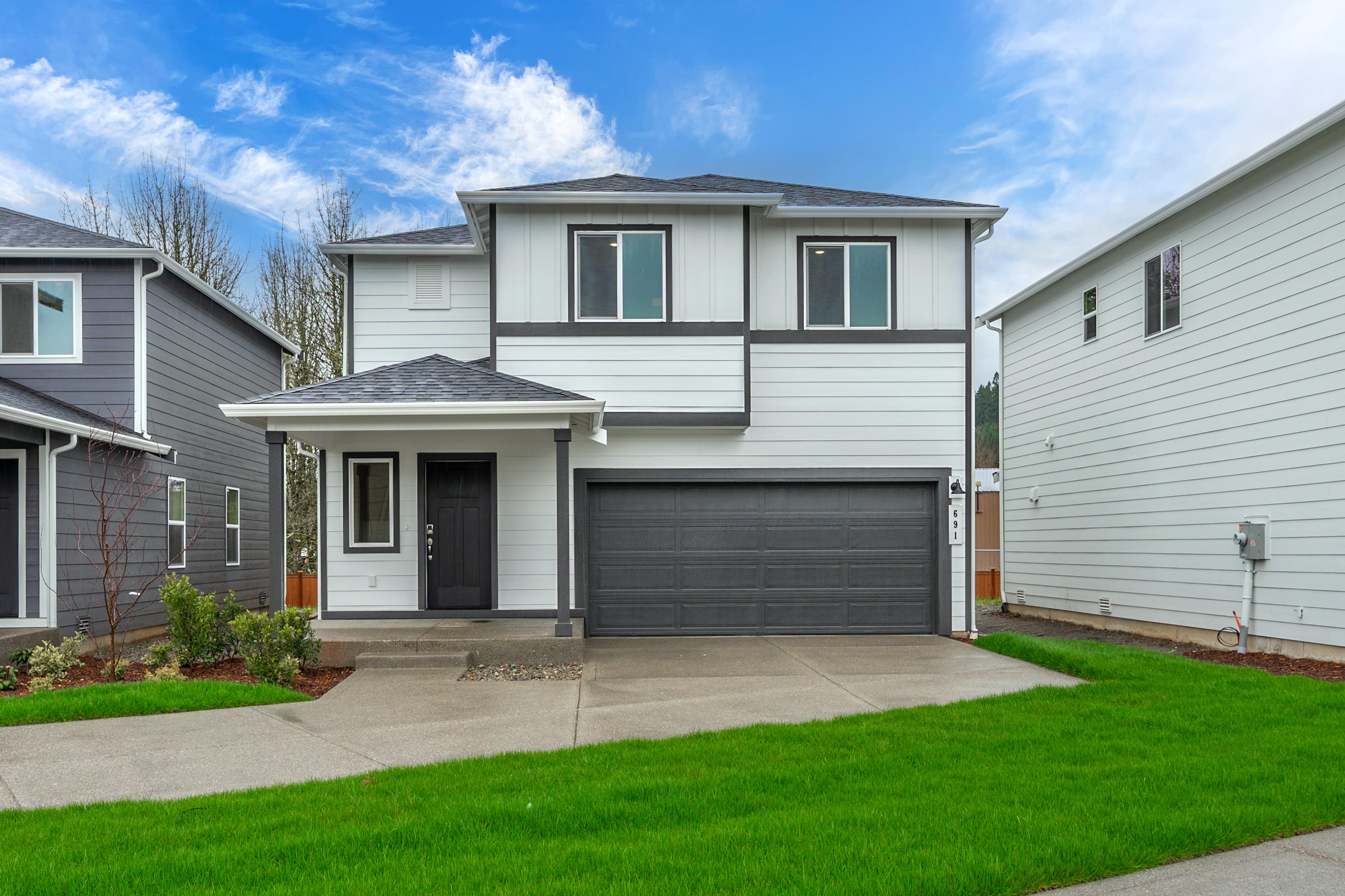 A house with a garage.