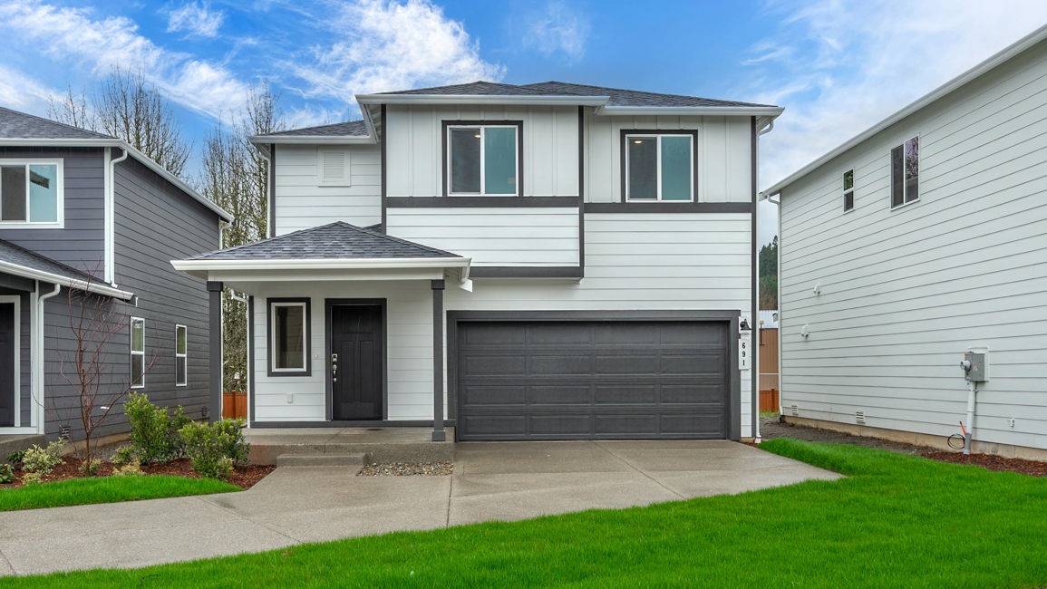 A house with a garage.