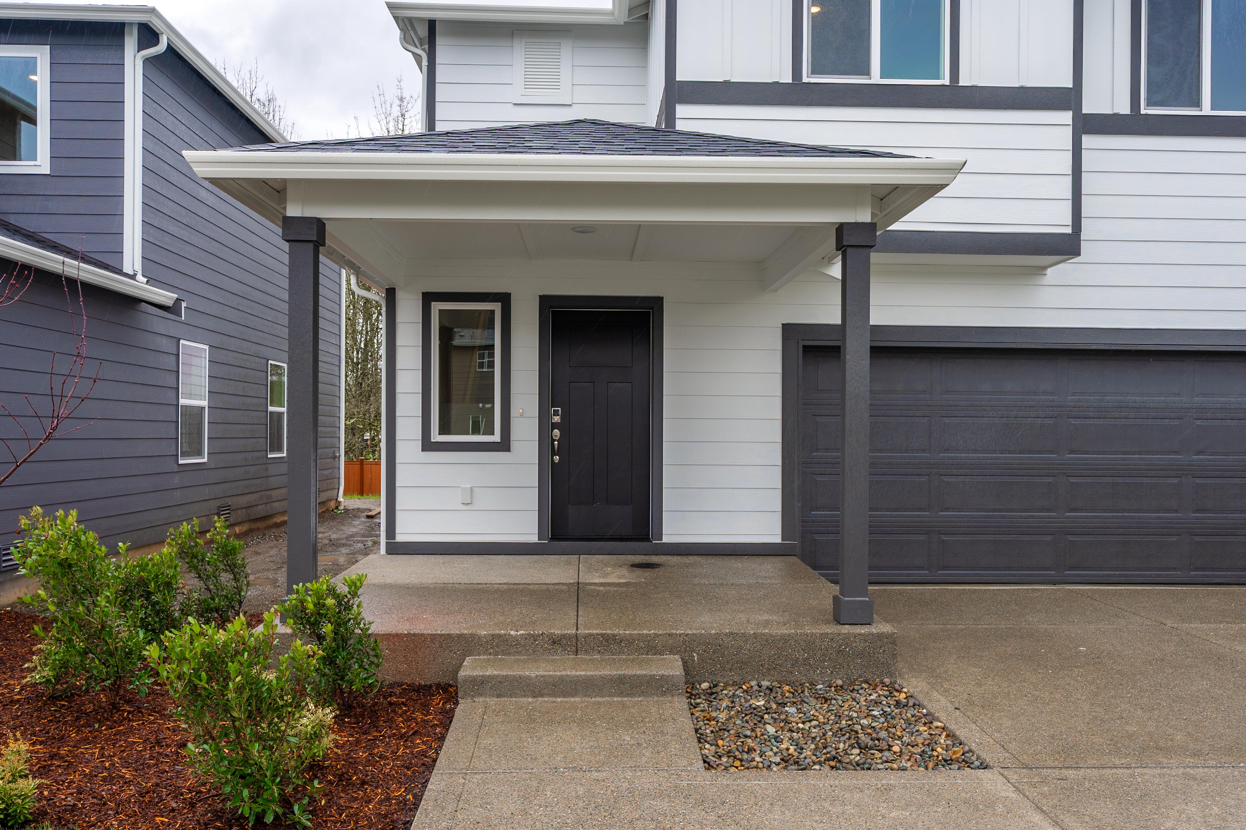 A house with a garage.