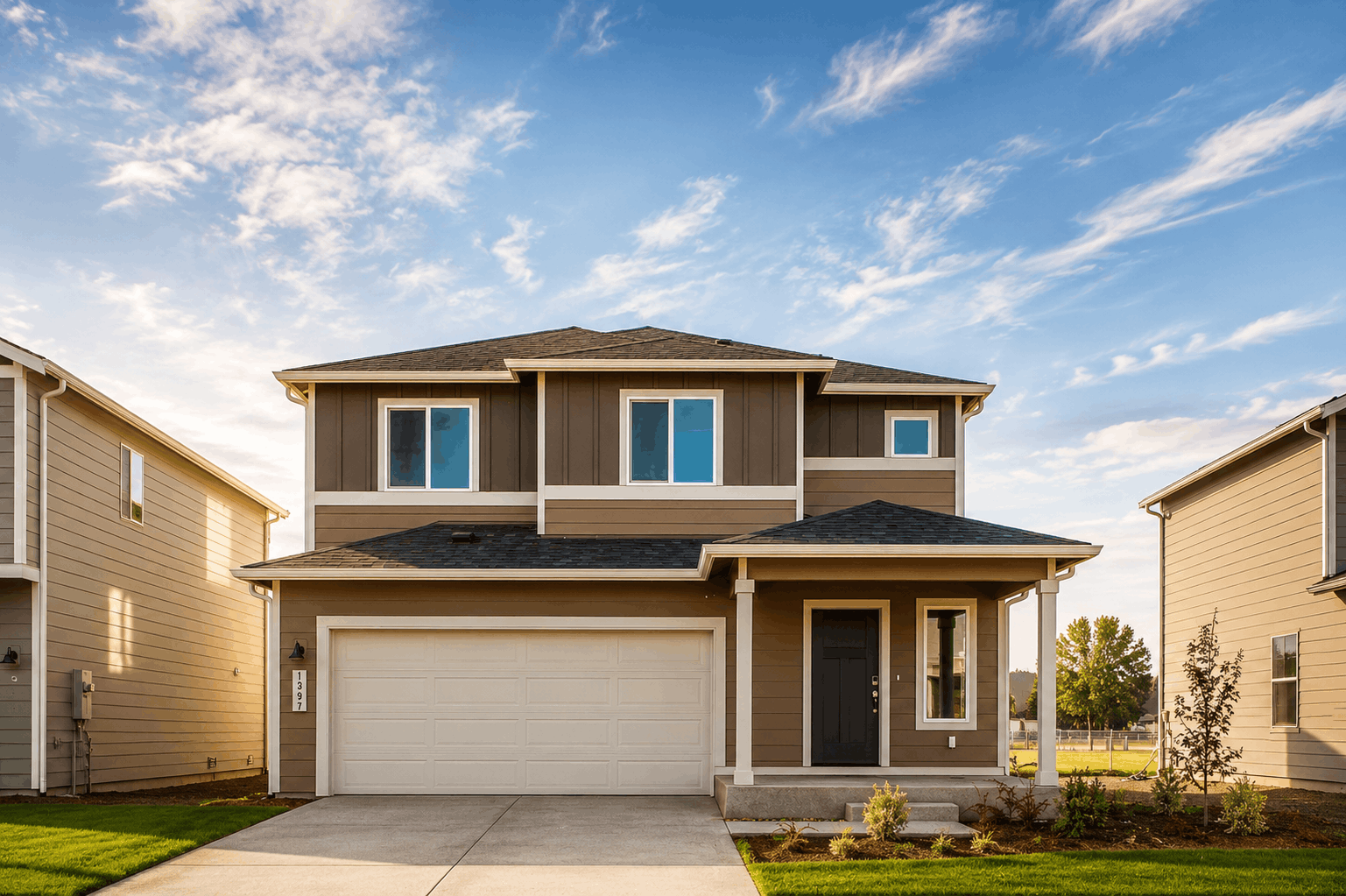 A house with a garage.