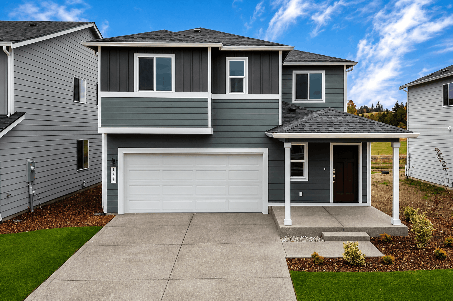 A house with a garage.