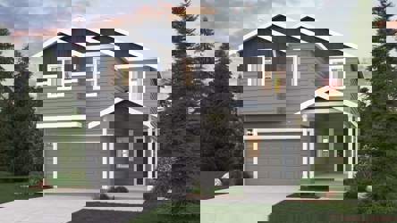 A house with a garage.