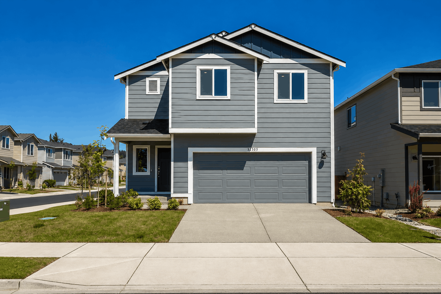 A house with a garage.