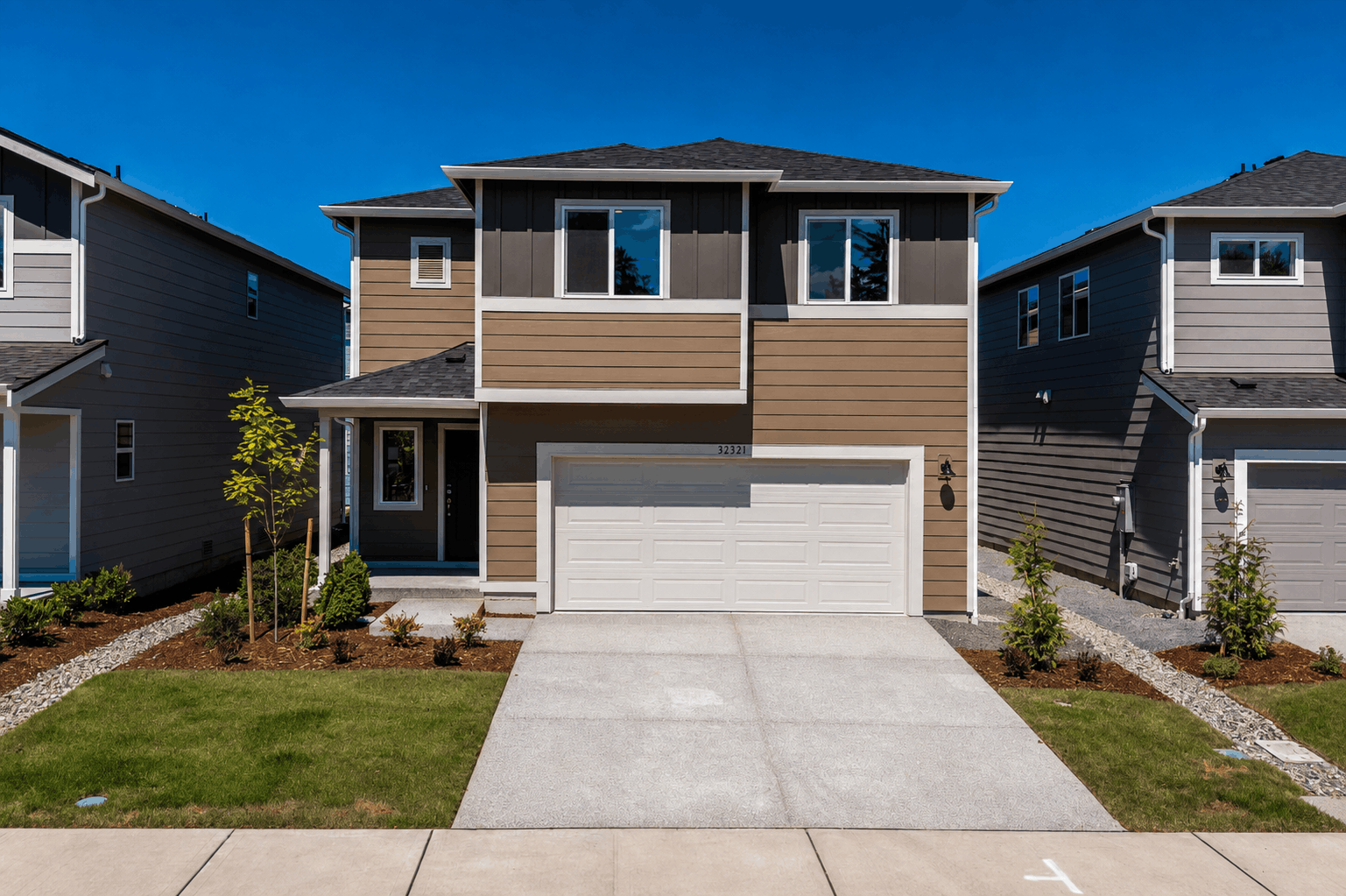 A house with a garage.