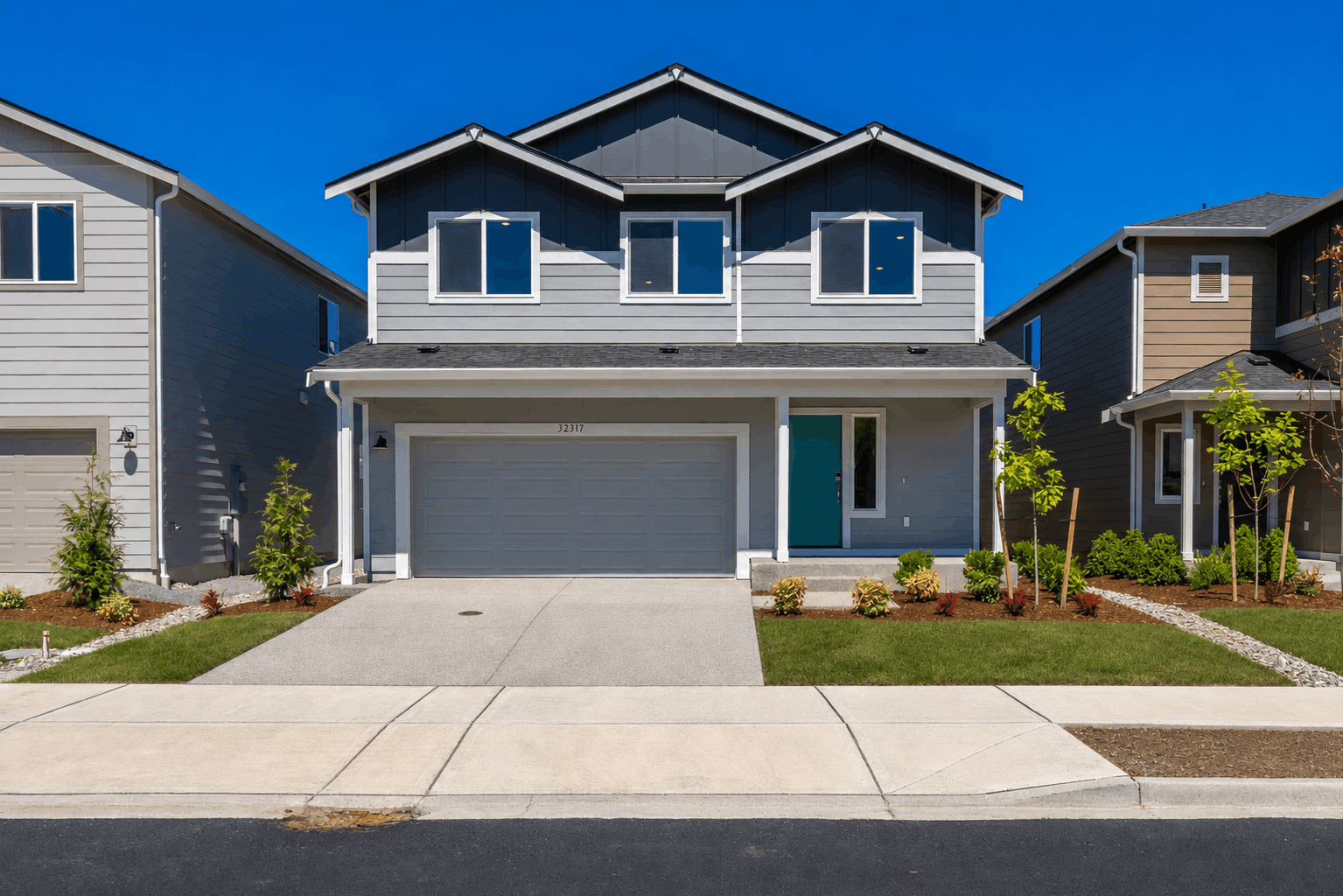 A house with a garage.