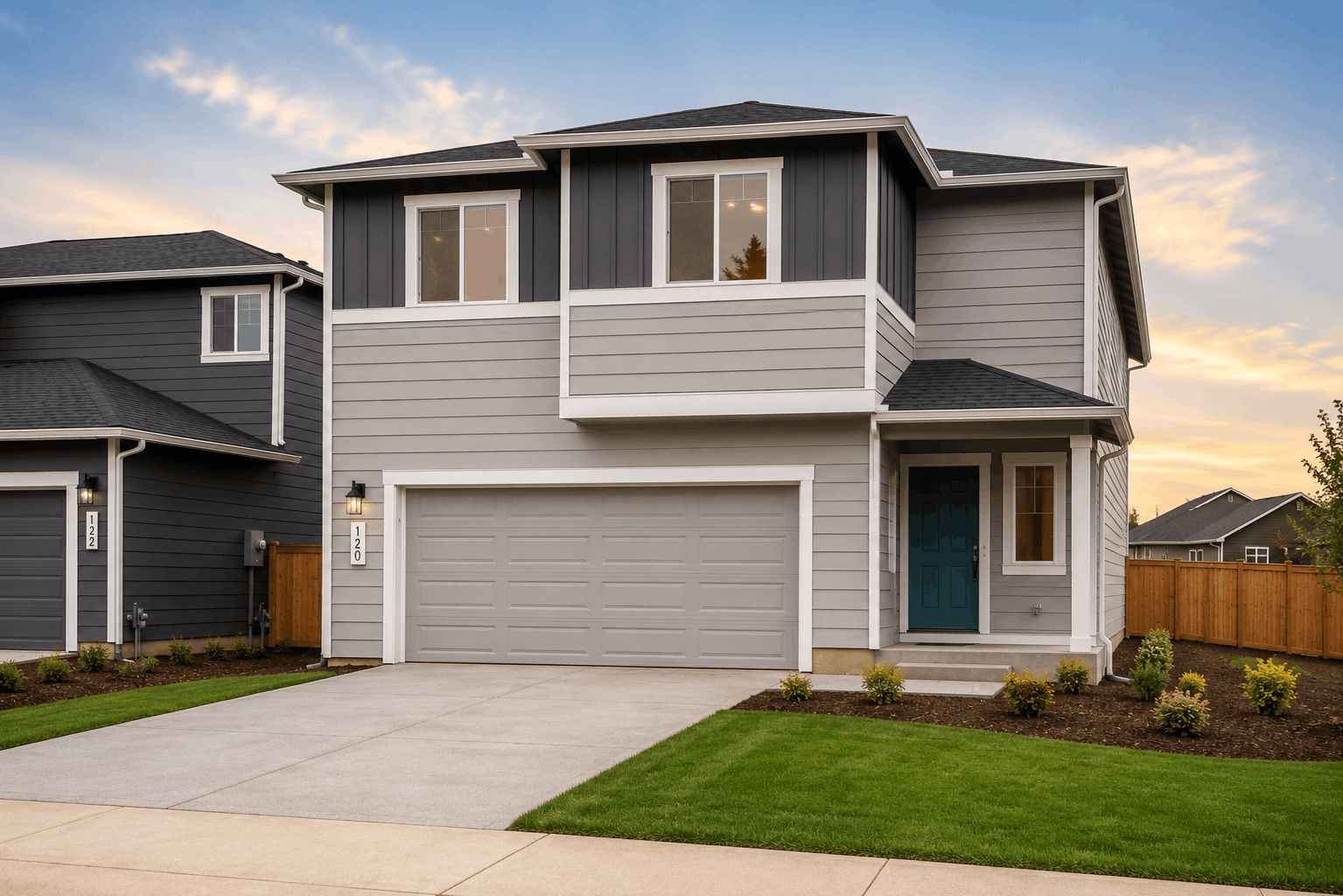 A house with a garage.