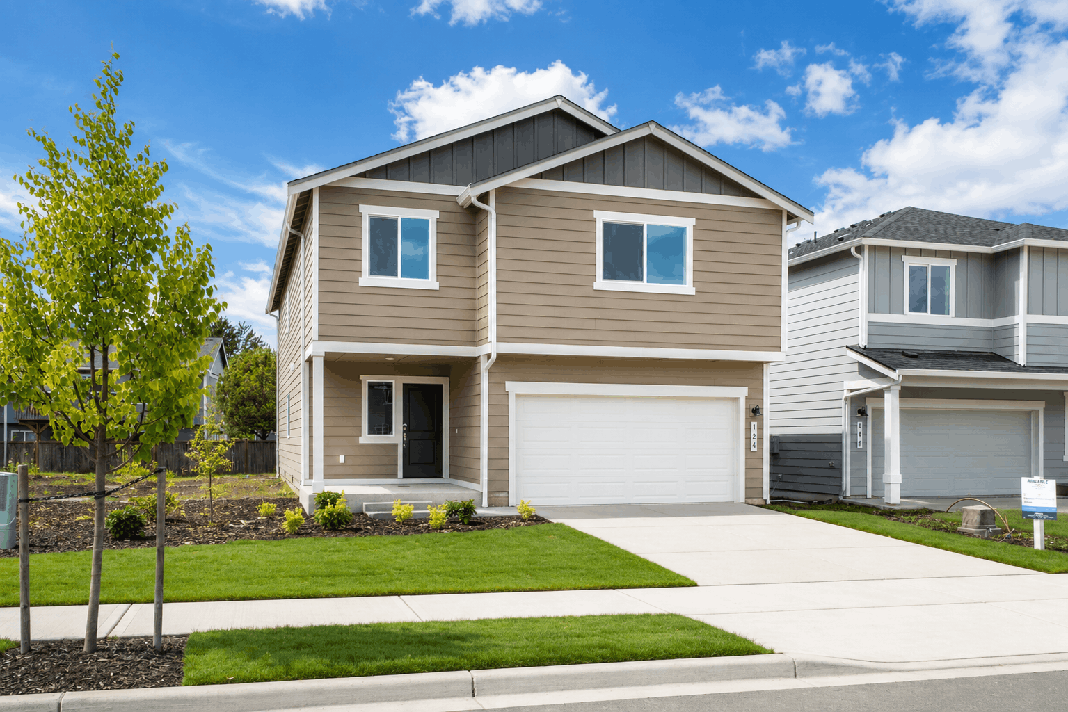 A house with a garage.