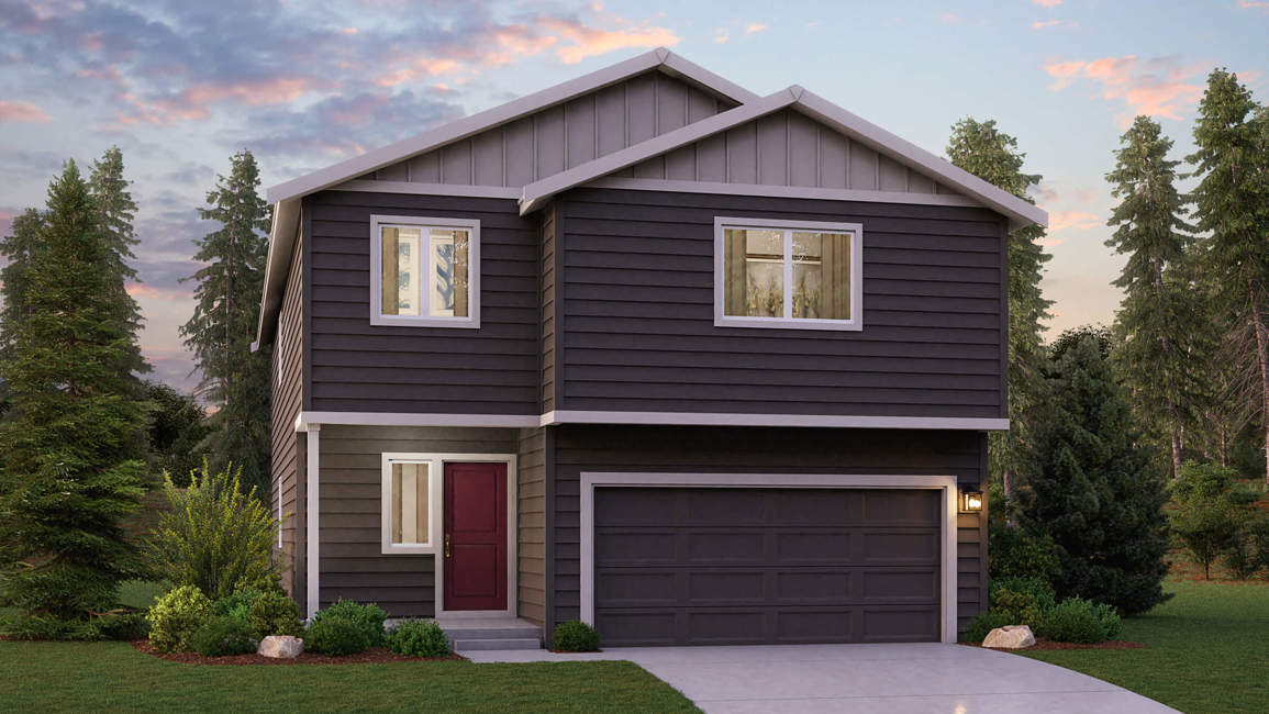 A house with a garage.