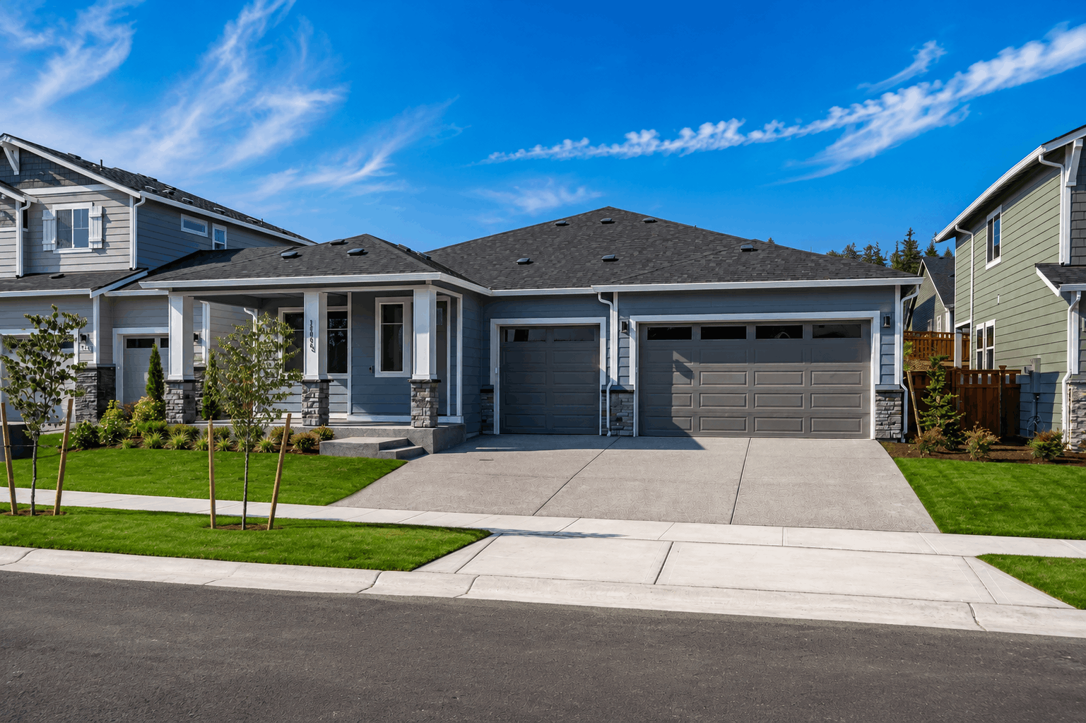 A house with a garage.