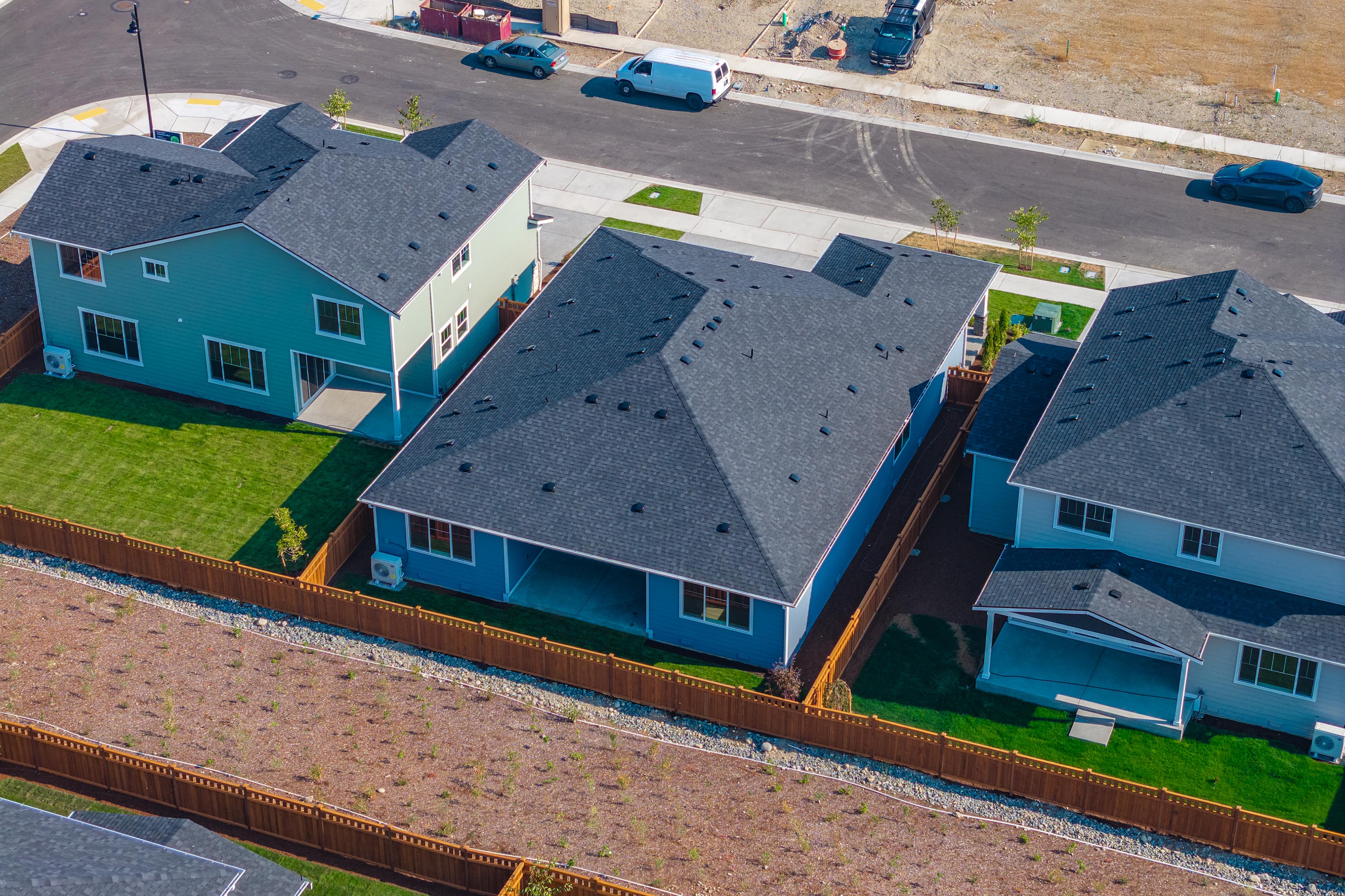 A high angle view of a house.