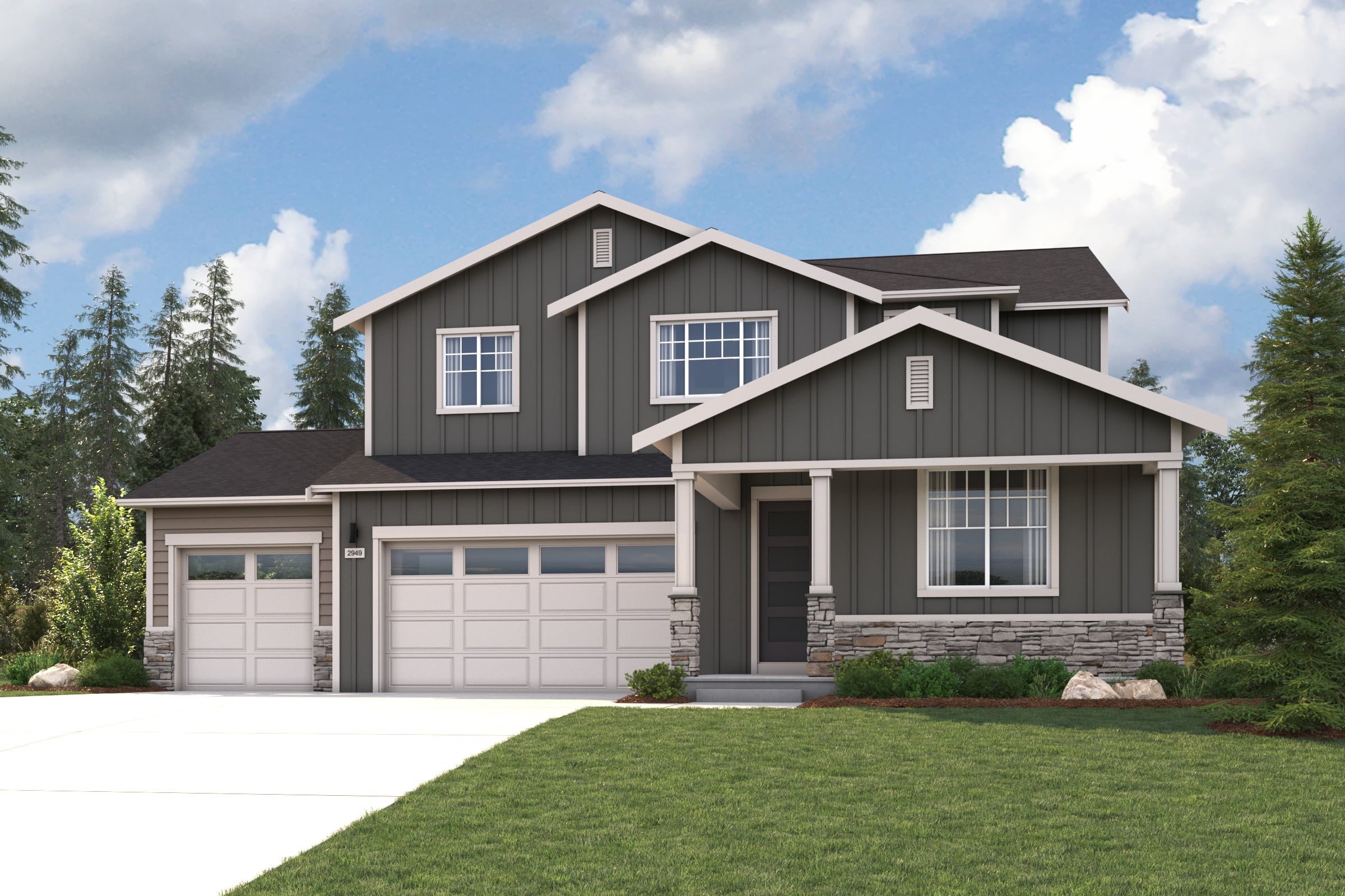 A house with a garage.