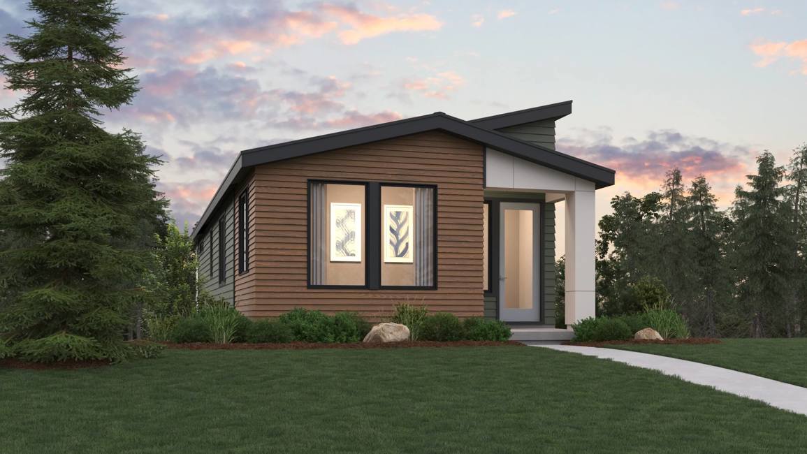 A house with a grass yard.
