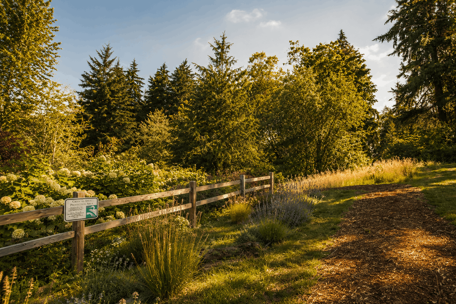 A wooden fence in a field.