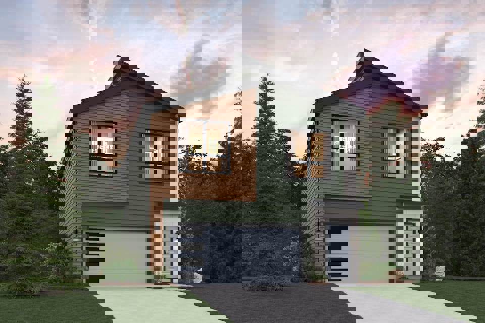 A house with a garage.