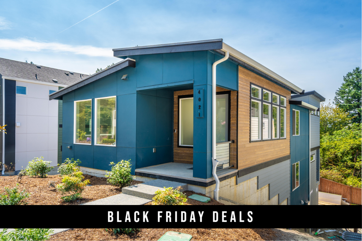 A house with a blue exterior.