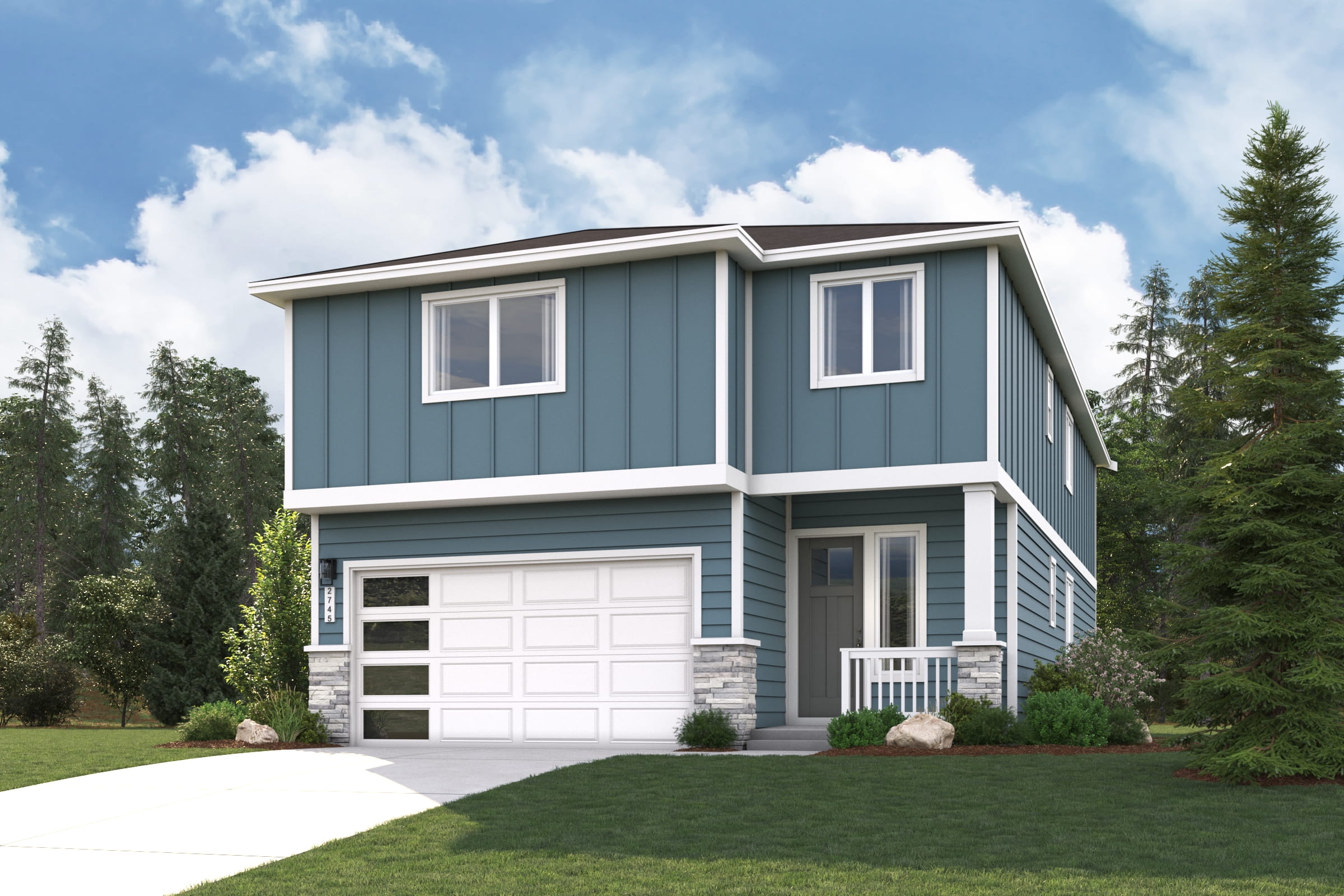 A house with a garage.