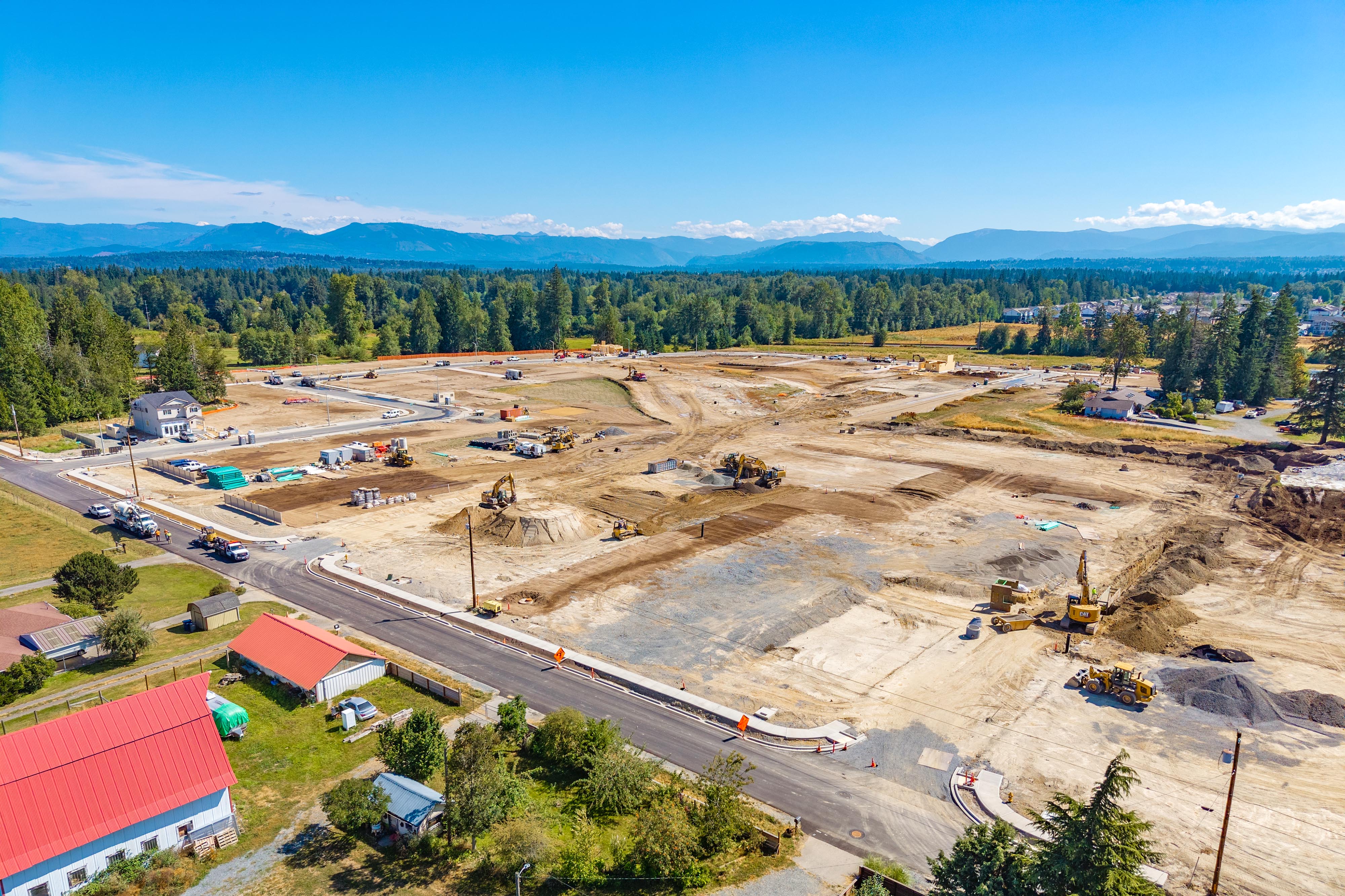 A high angle view of a construction site.