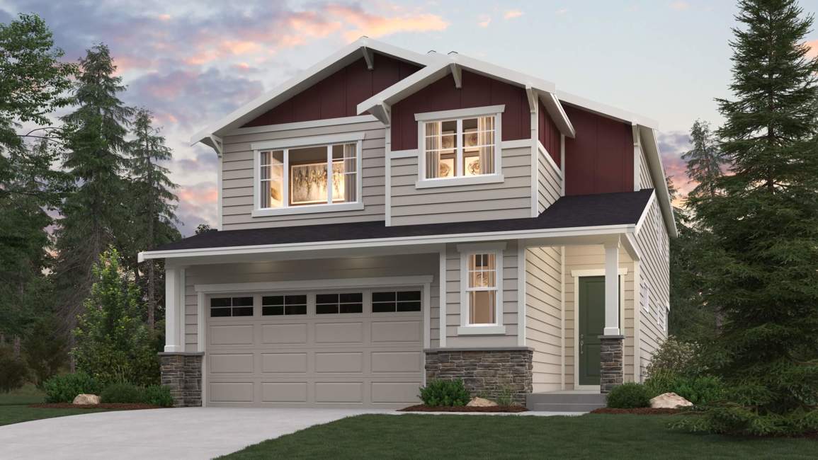 A house with a garage.