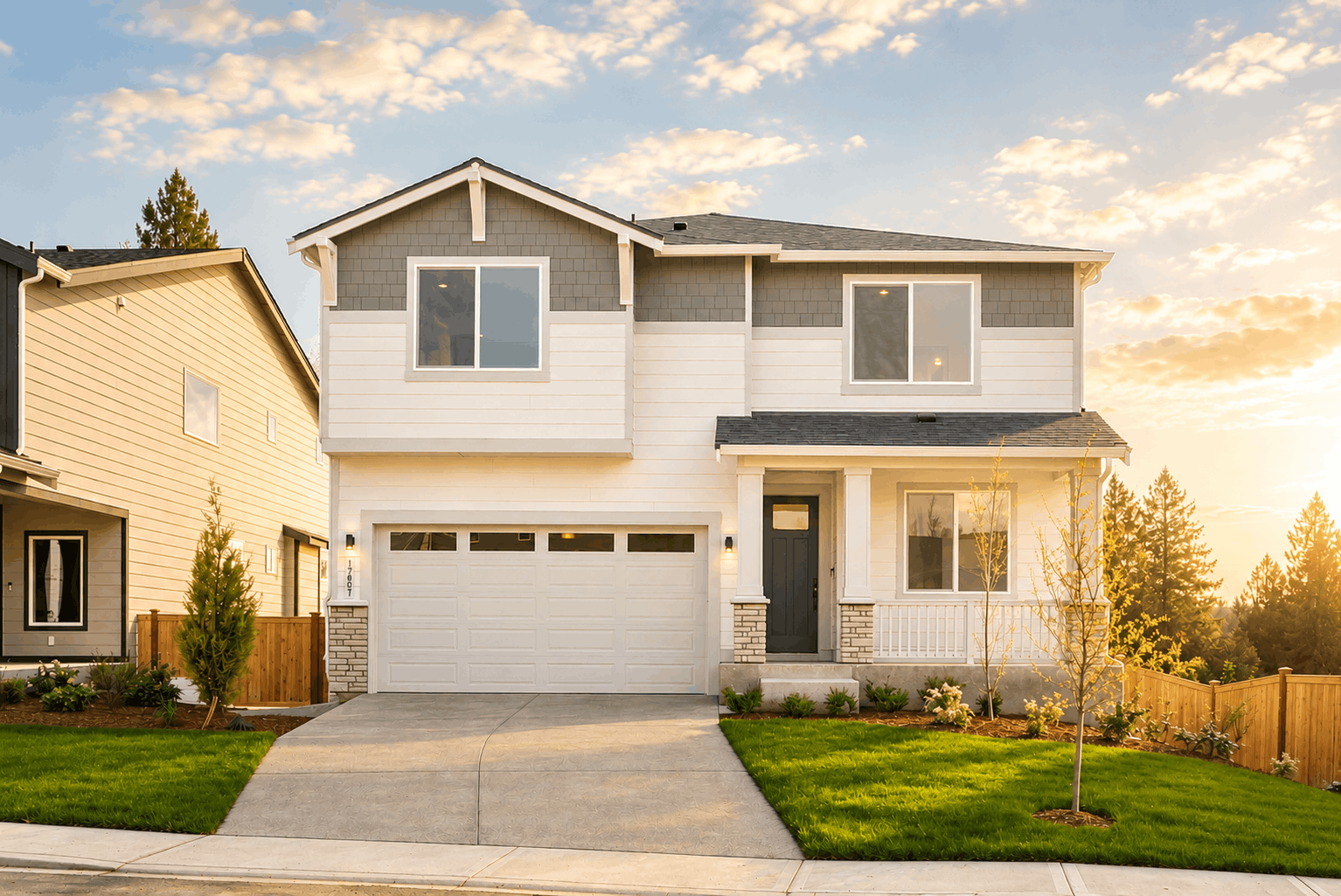 A house with a garage.