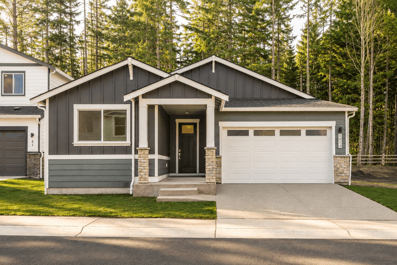 A house with a garage.