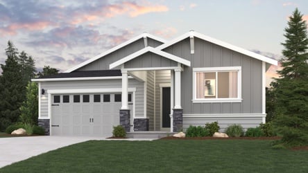 A house with a lawn in front.