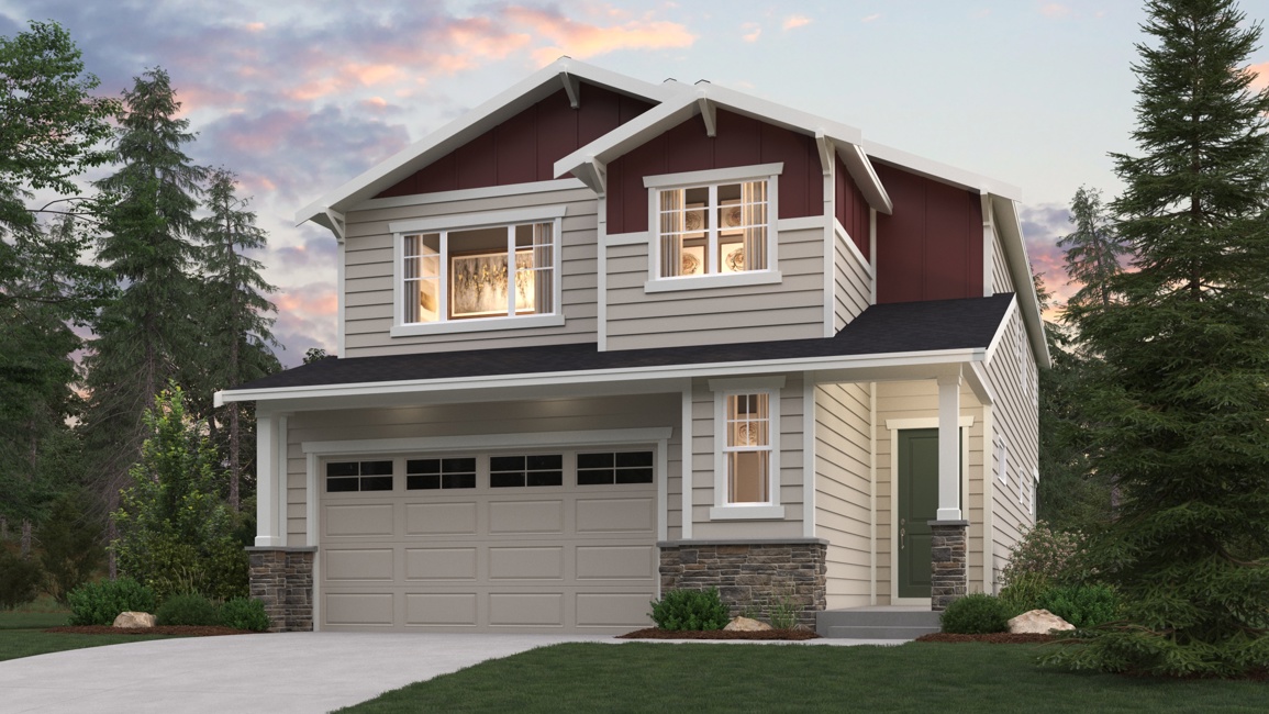 A house with a garage.