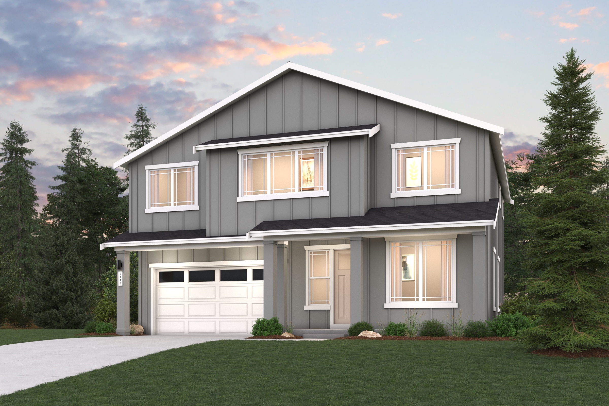 A house with a garage.