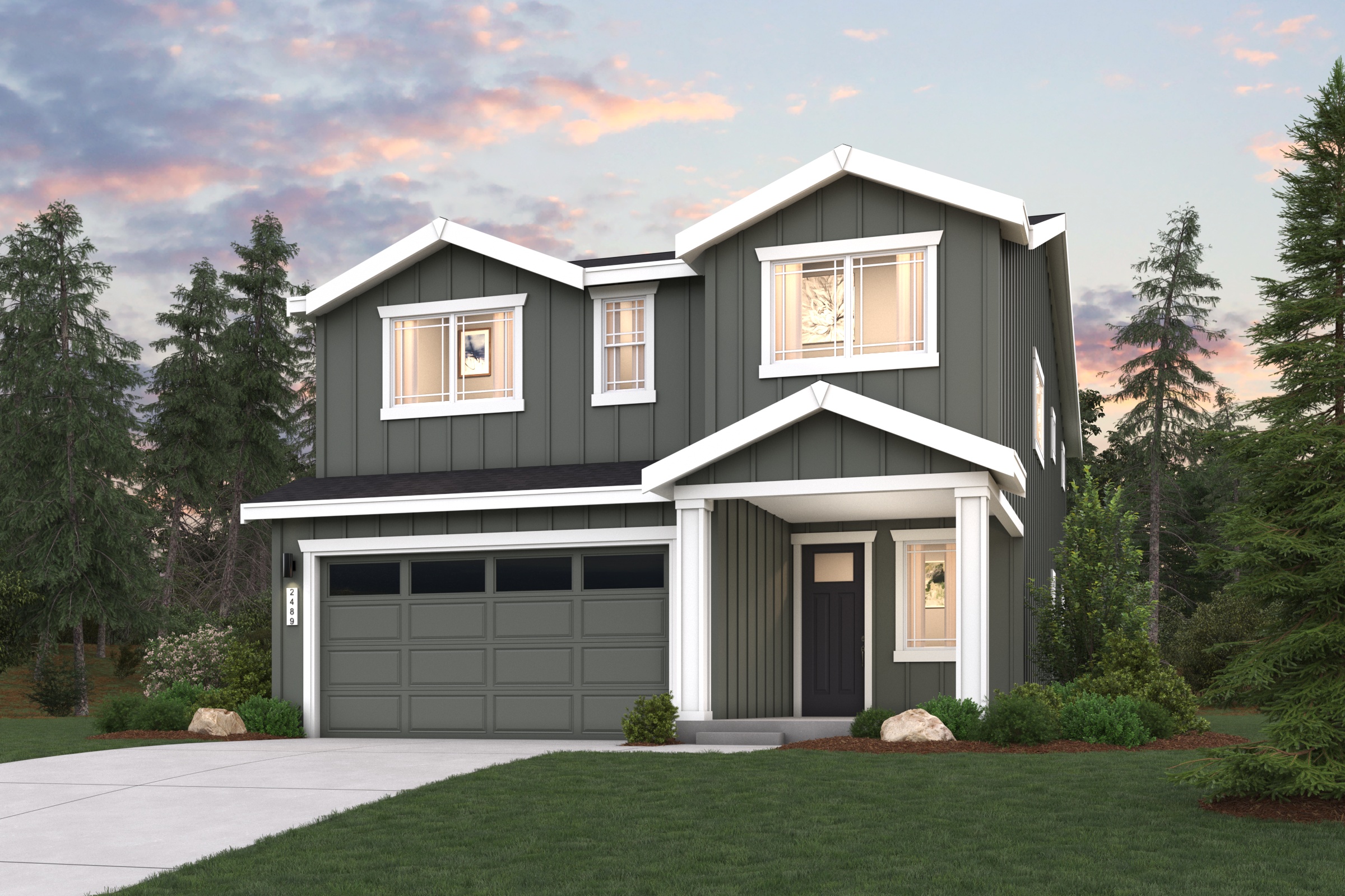 A house with a garage.