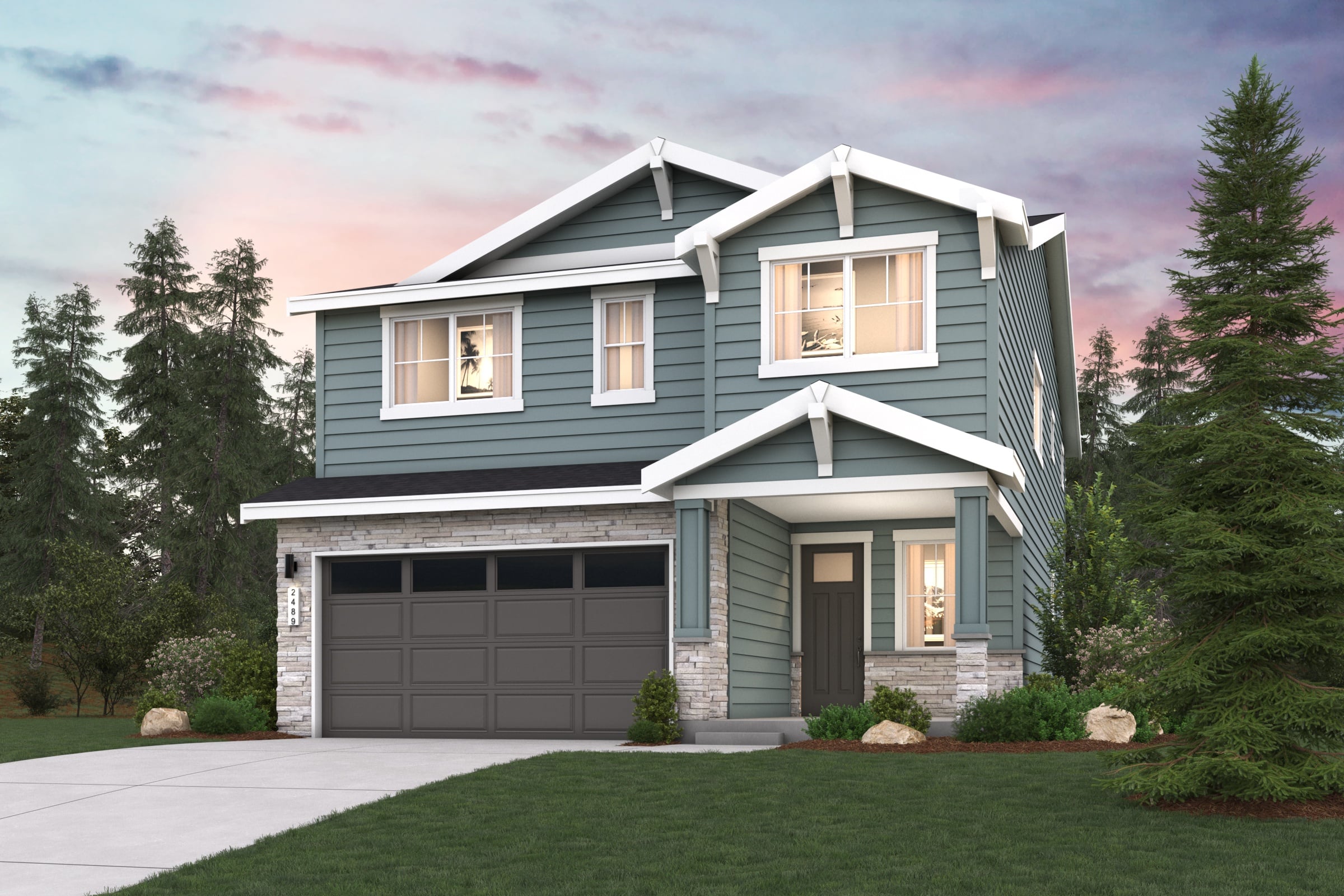A house with a garage.
