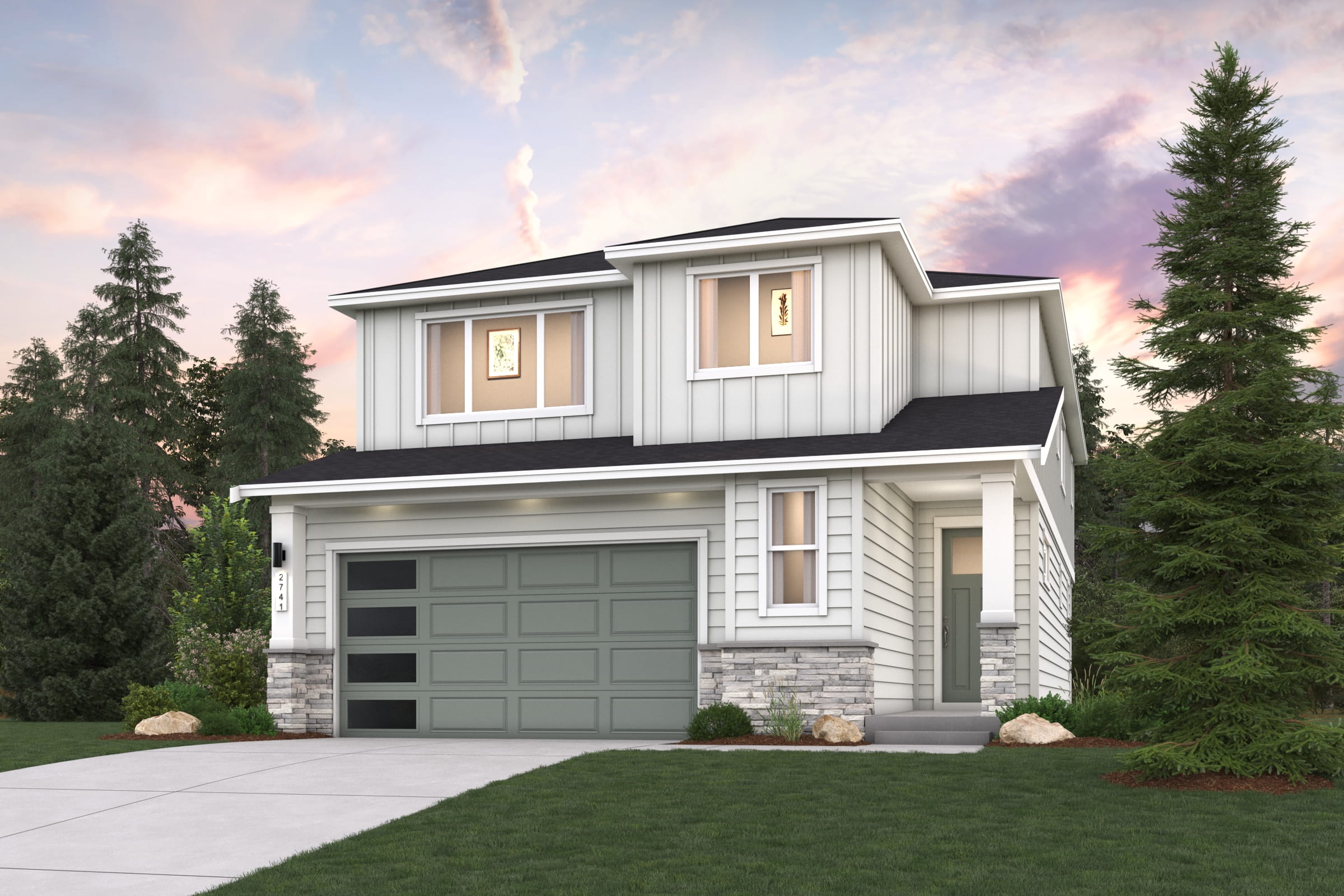 A house with a garage.