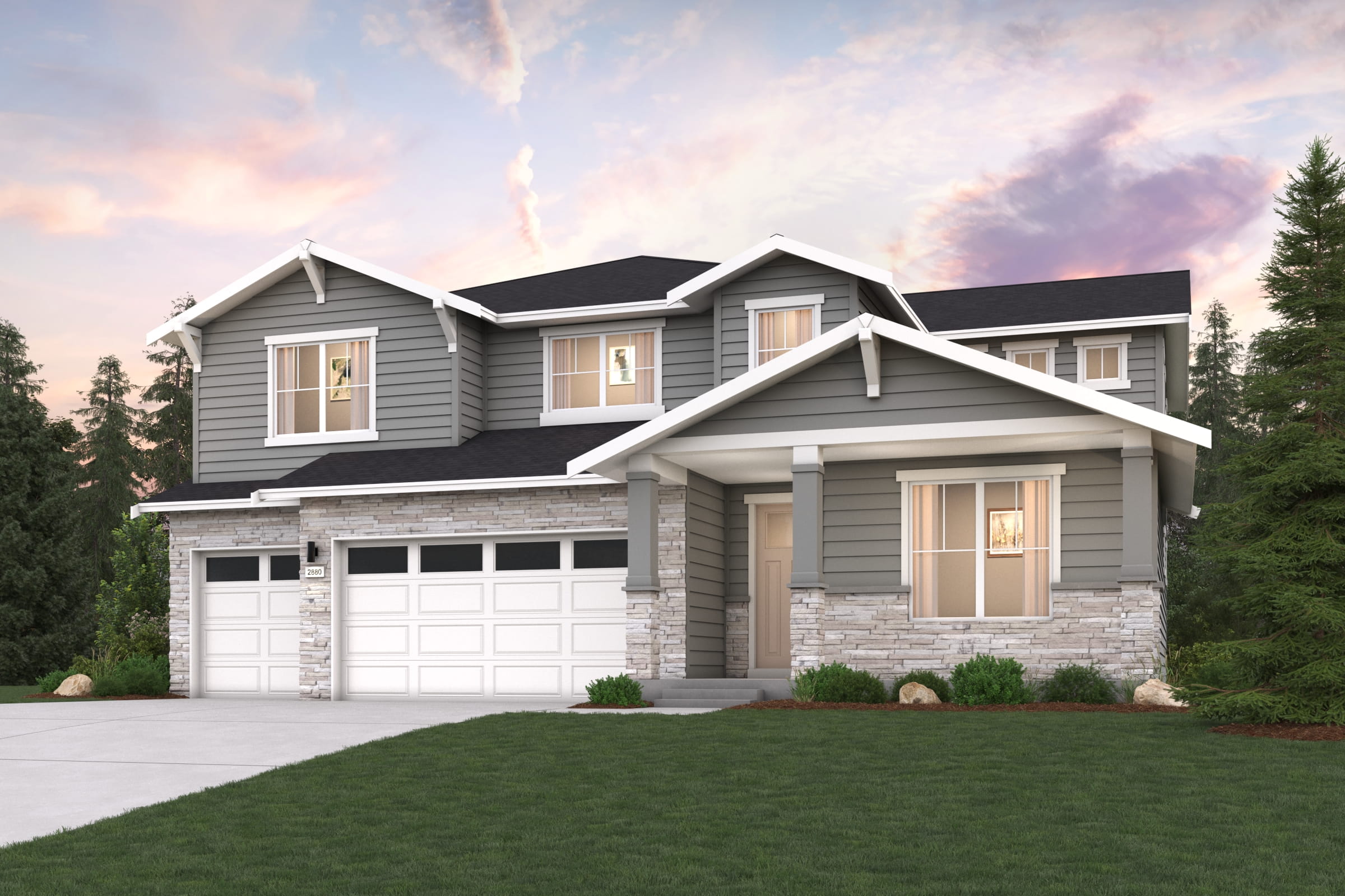 A house with a large front yard.