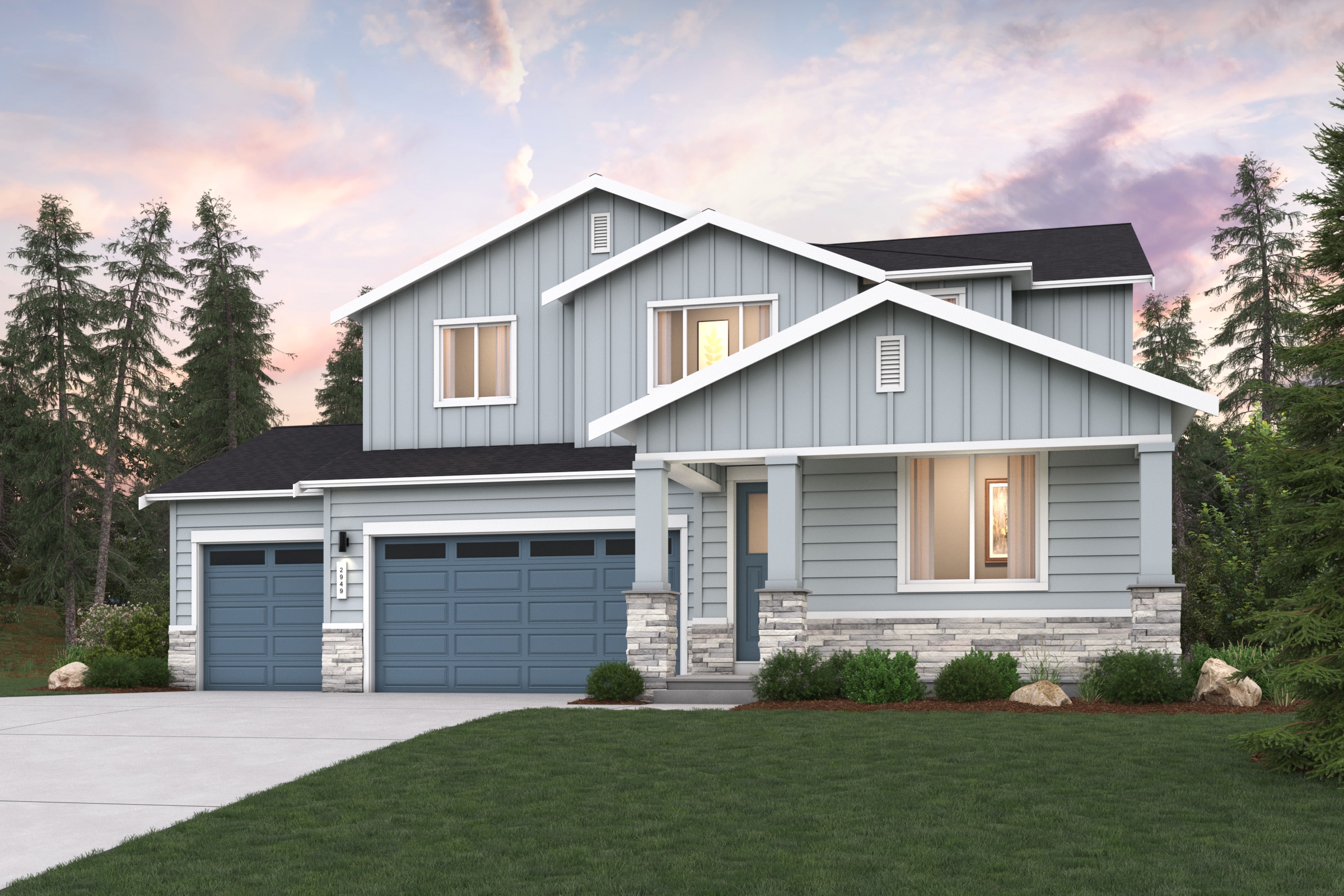 A house with a garage.