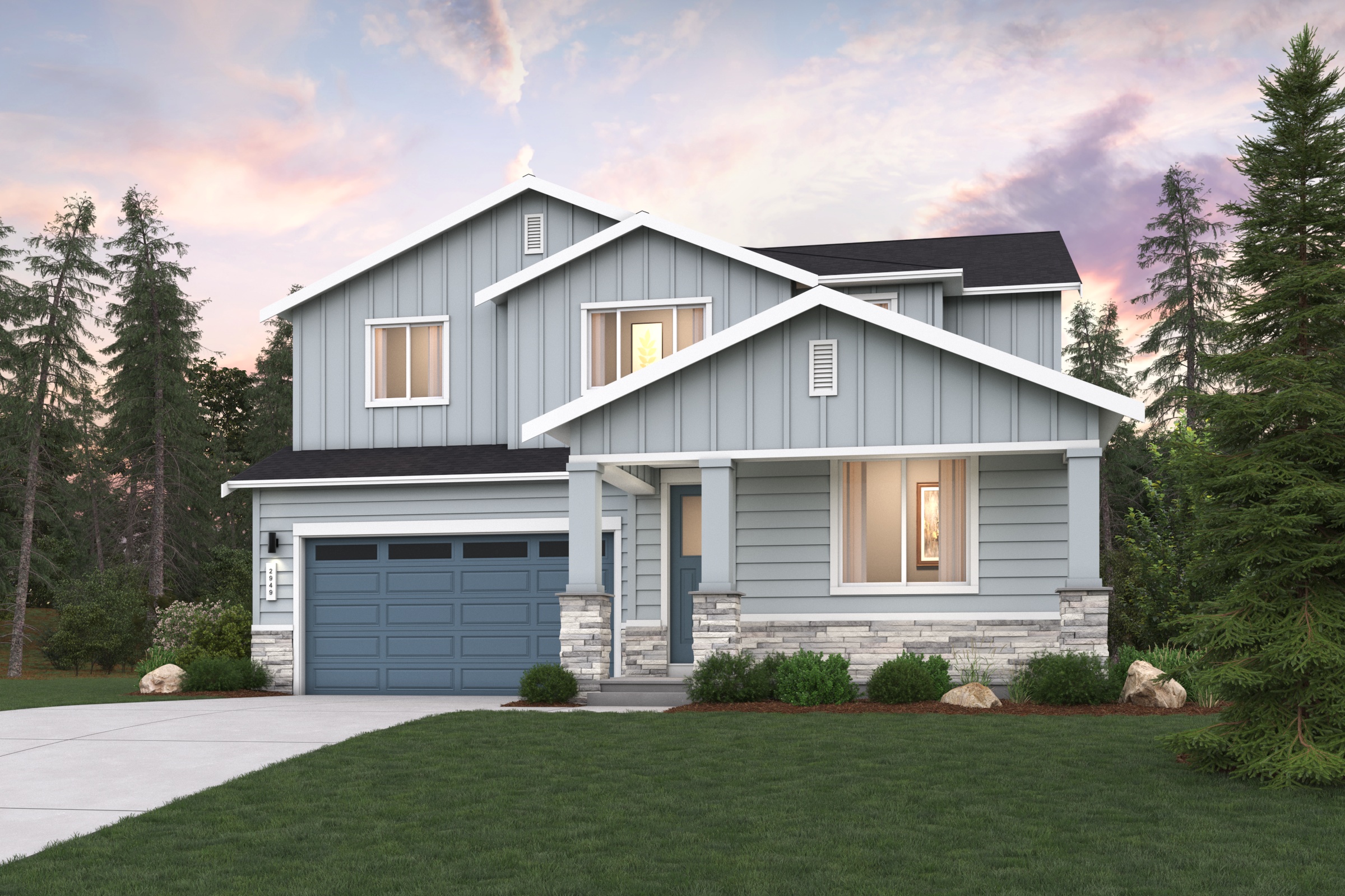 A house with a garage.