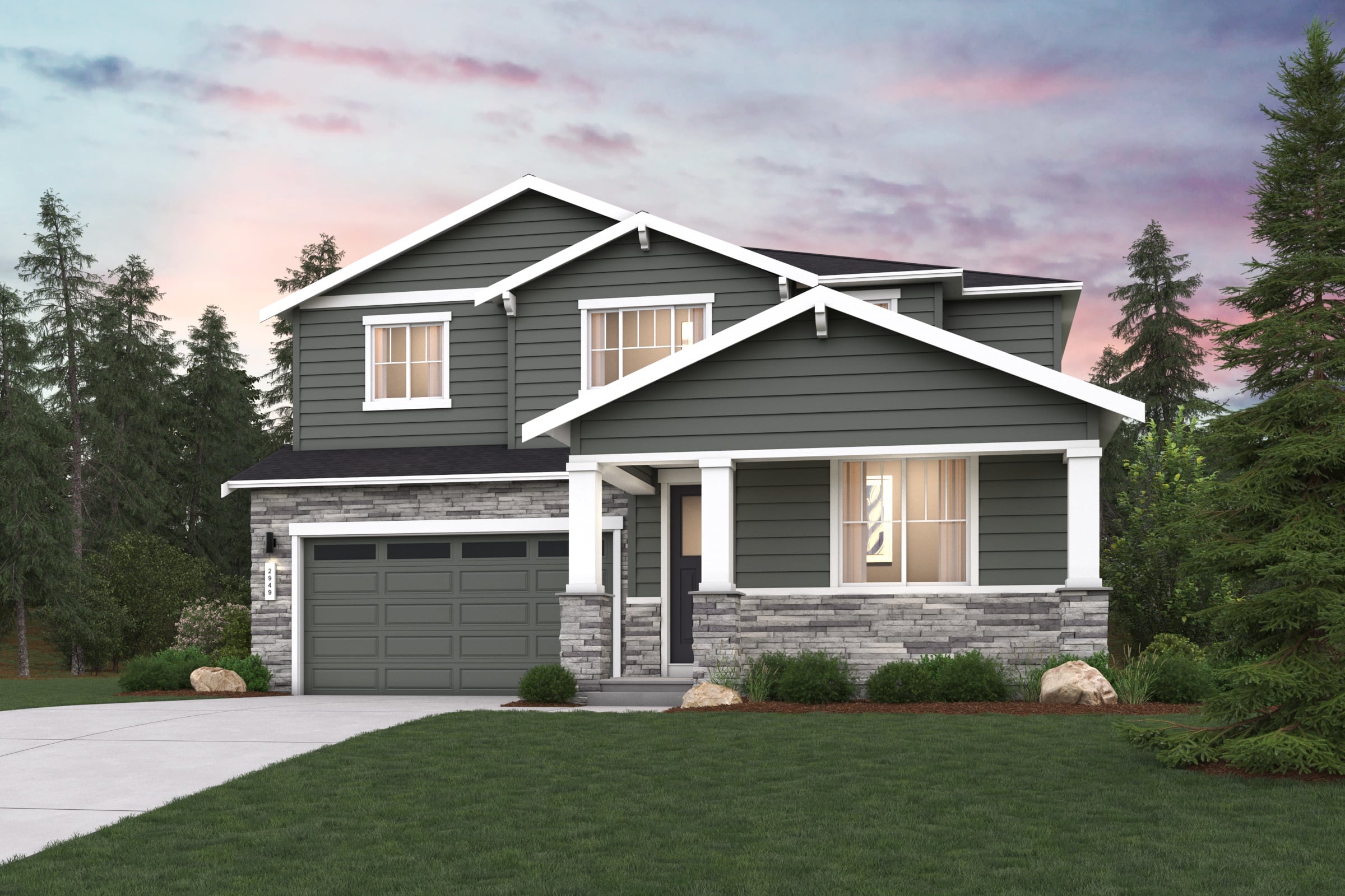 A house with a garage.