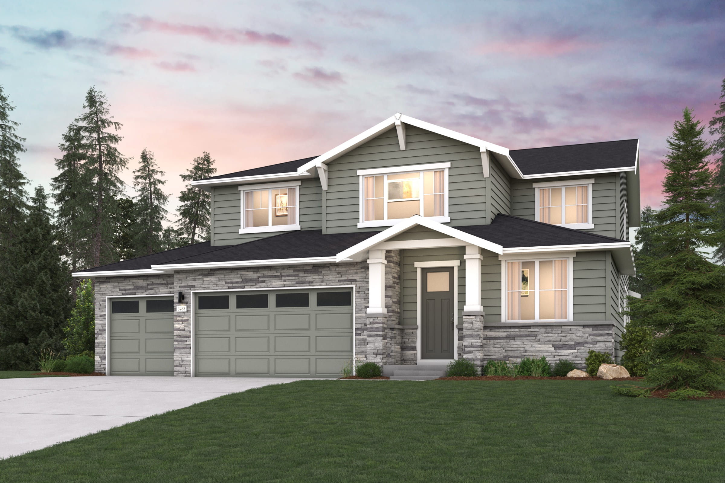 A house with a garage.