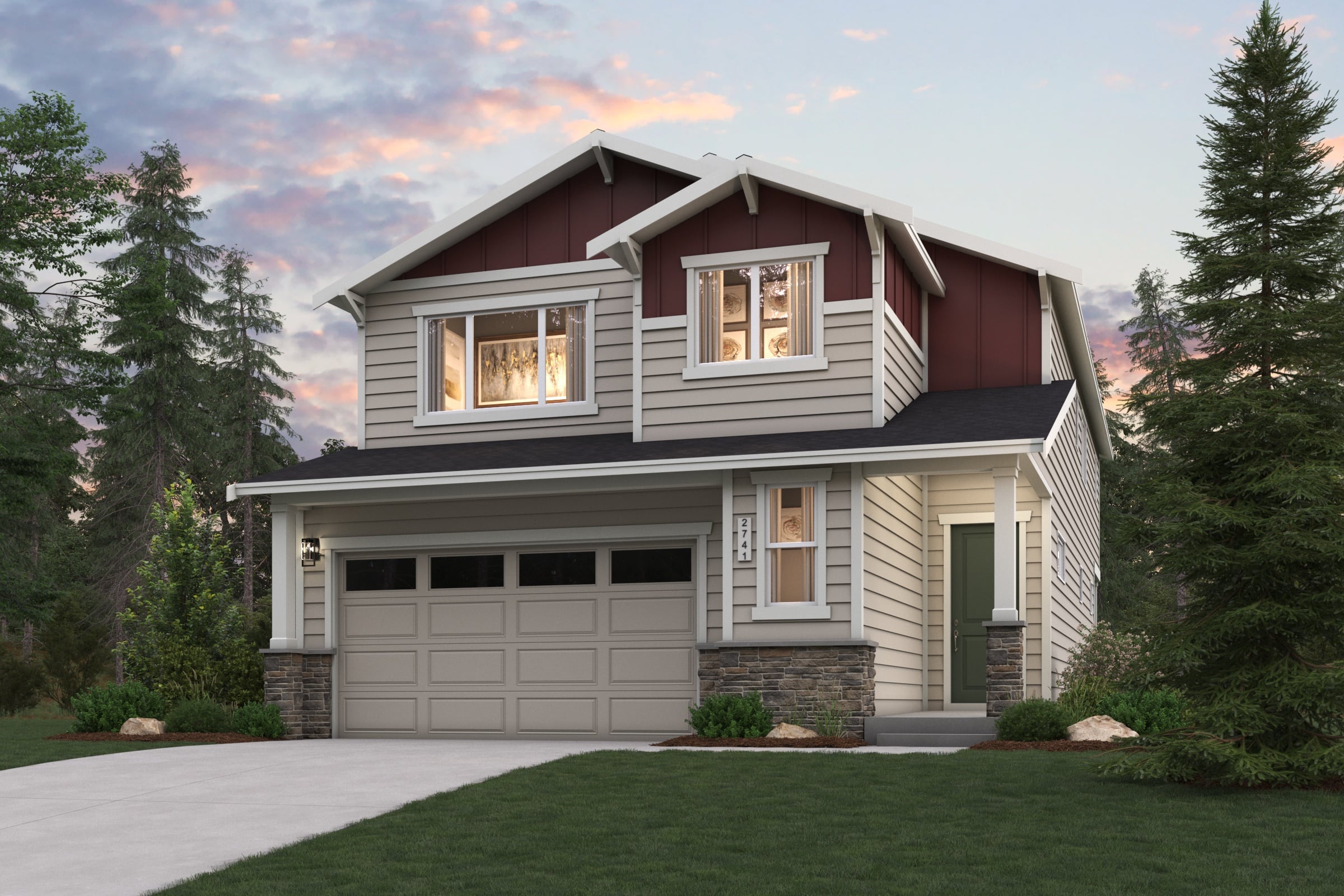 A house with a garage.