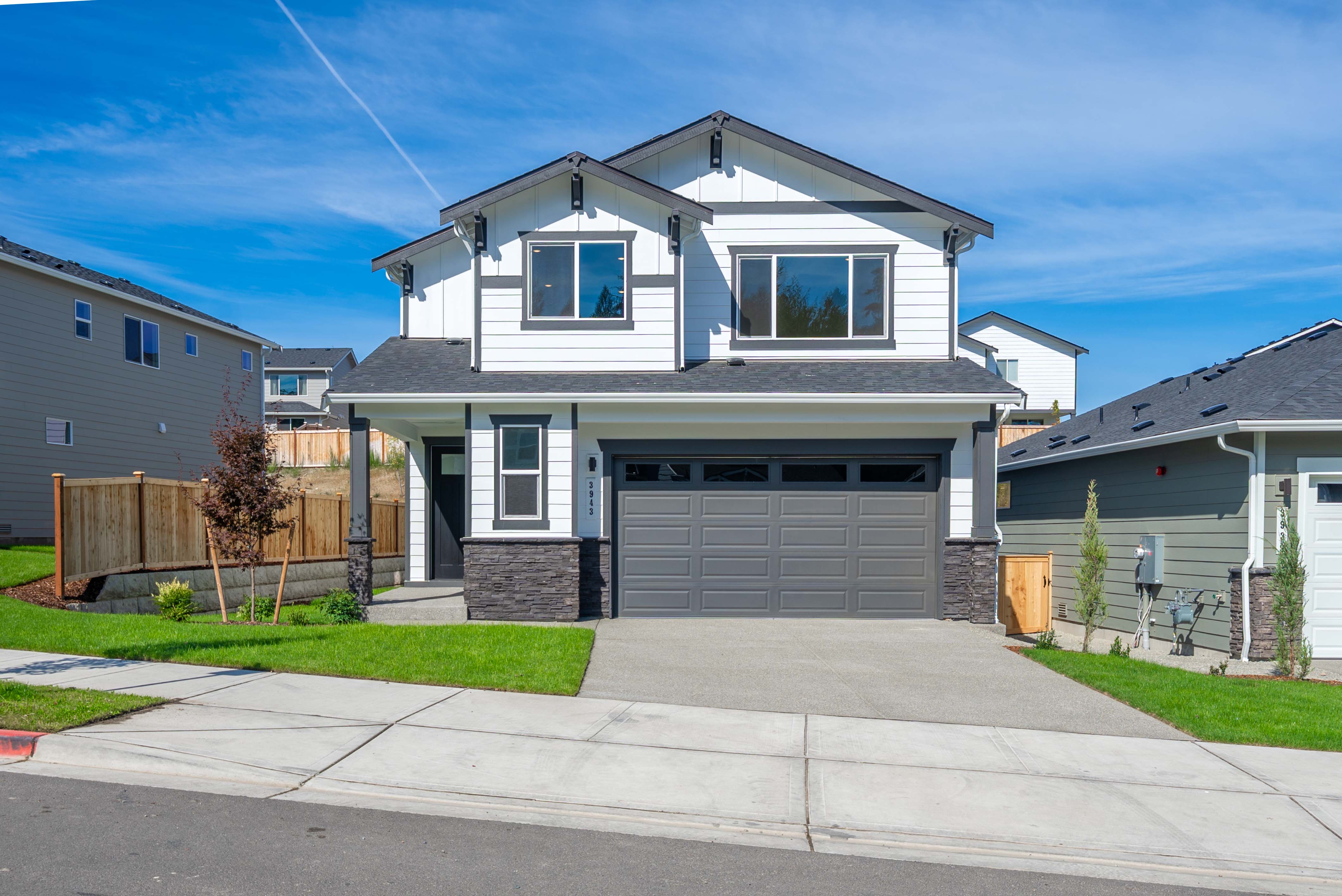 A house with a garage.