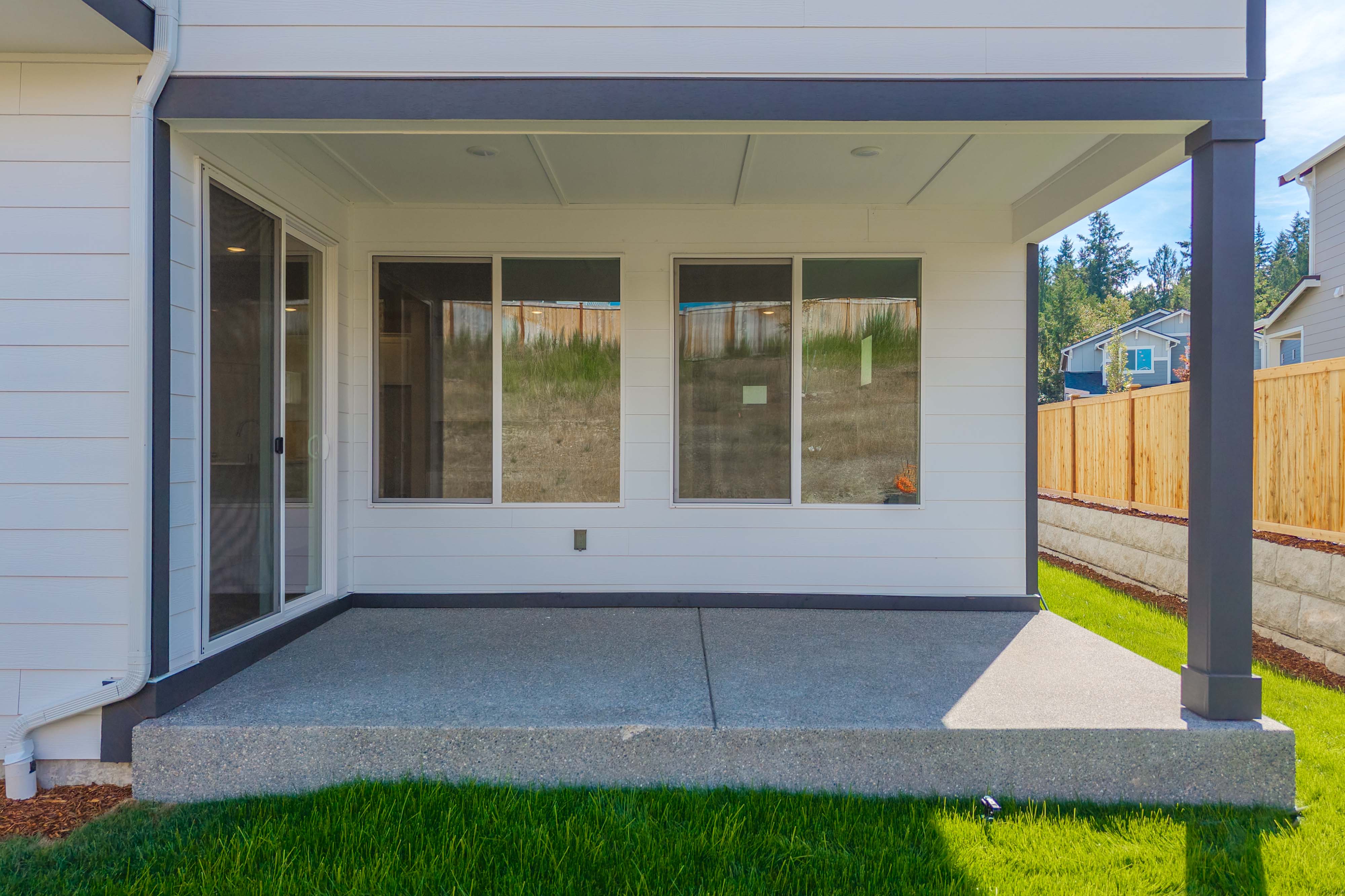 A house with a glass door.