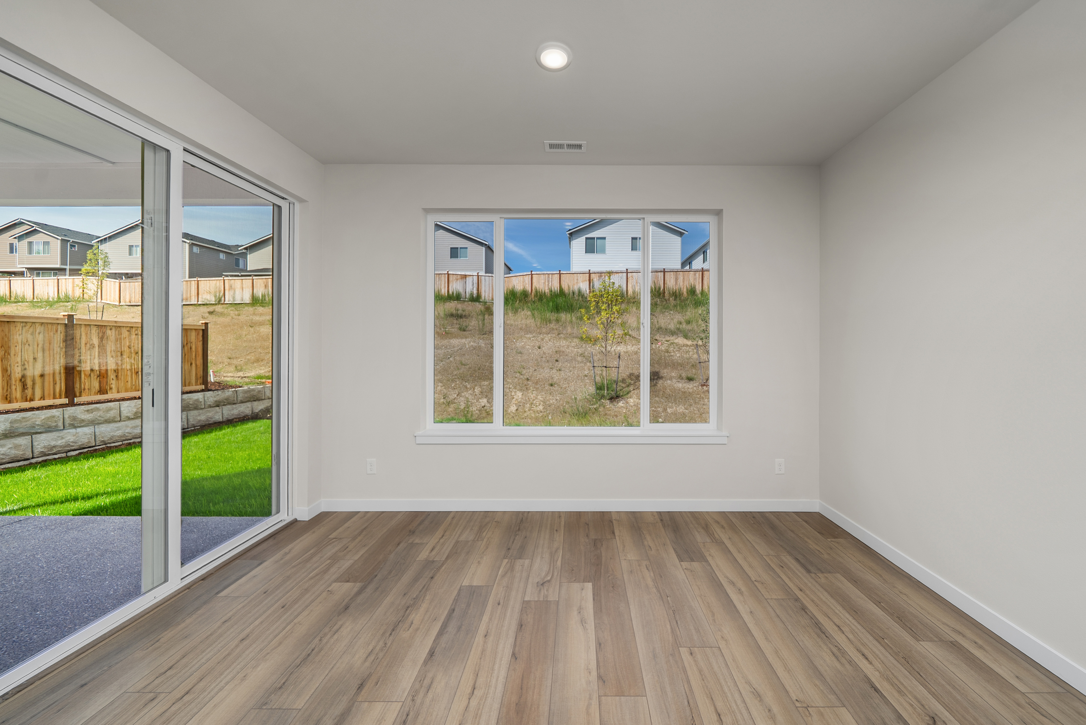 A room with a large window.