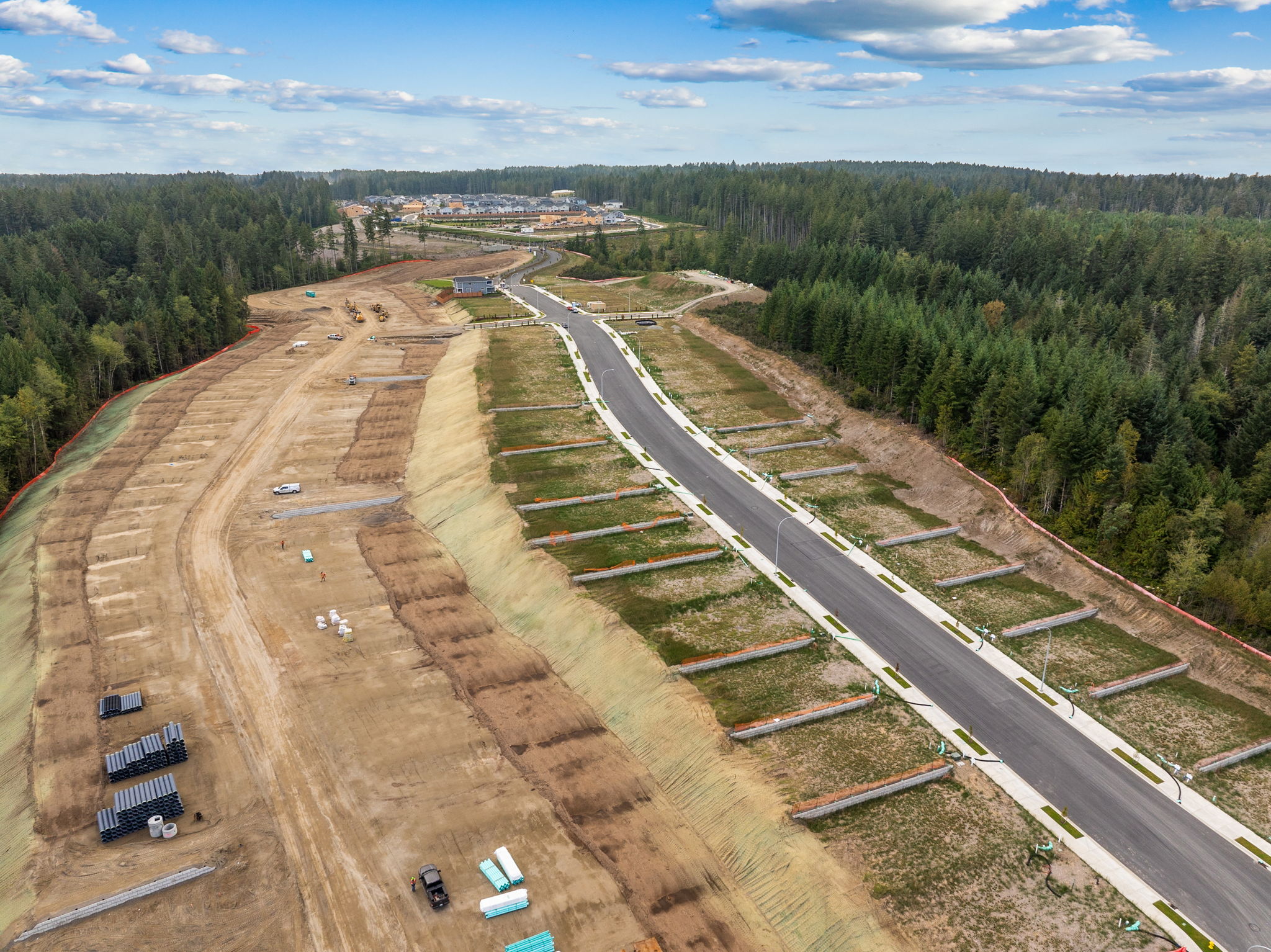 A road with trees on the side.