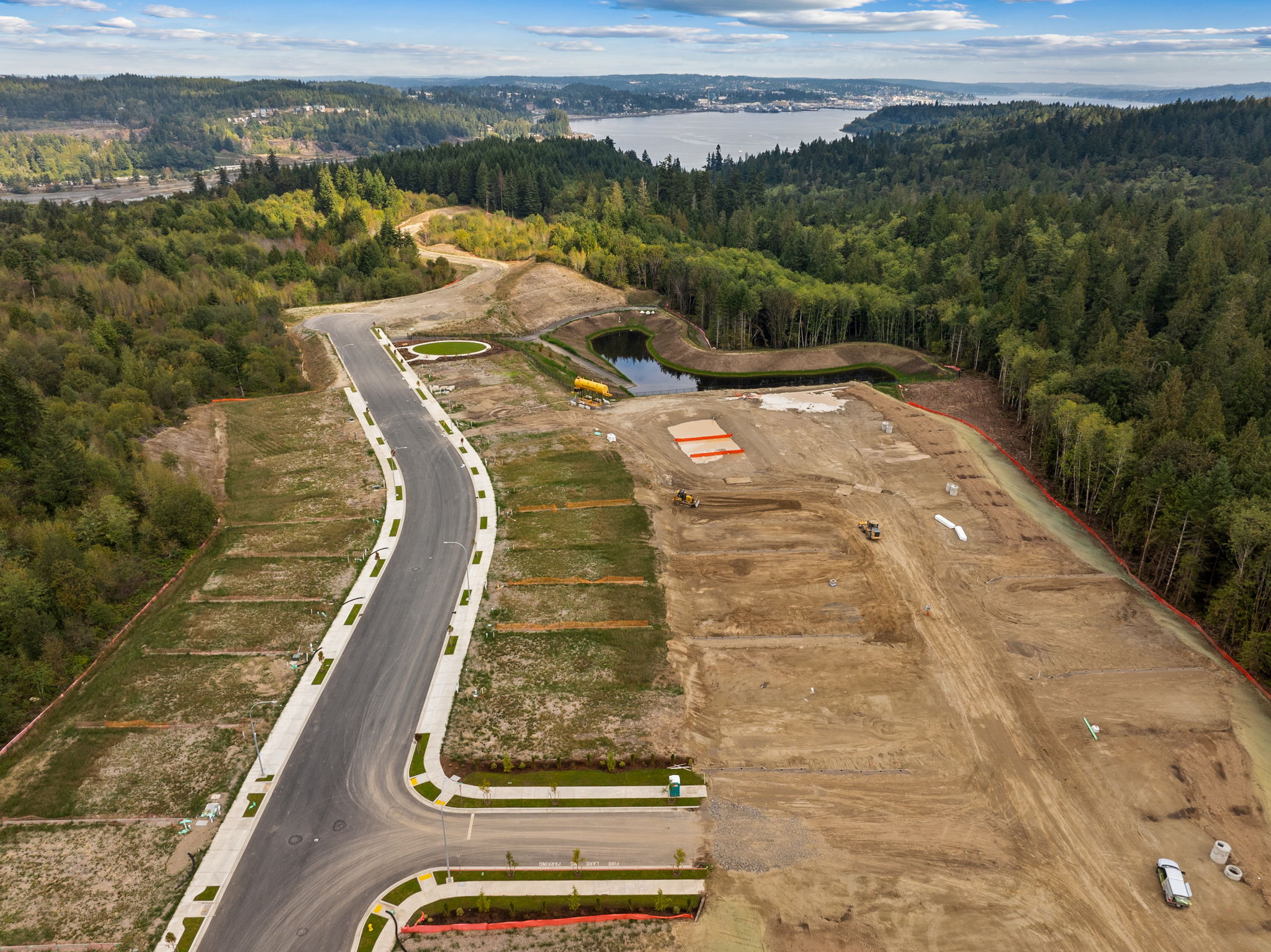 A road with a ditch and trees.