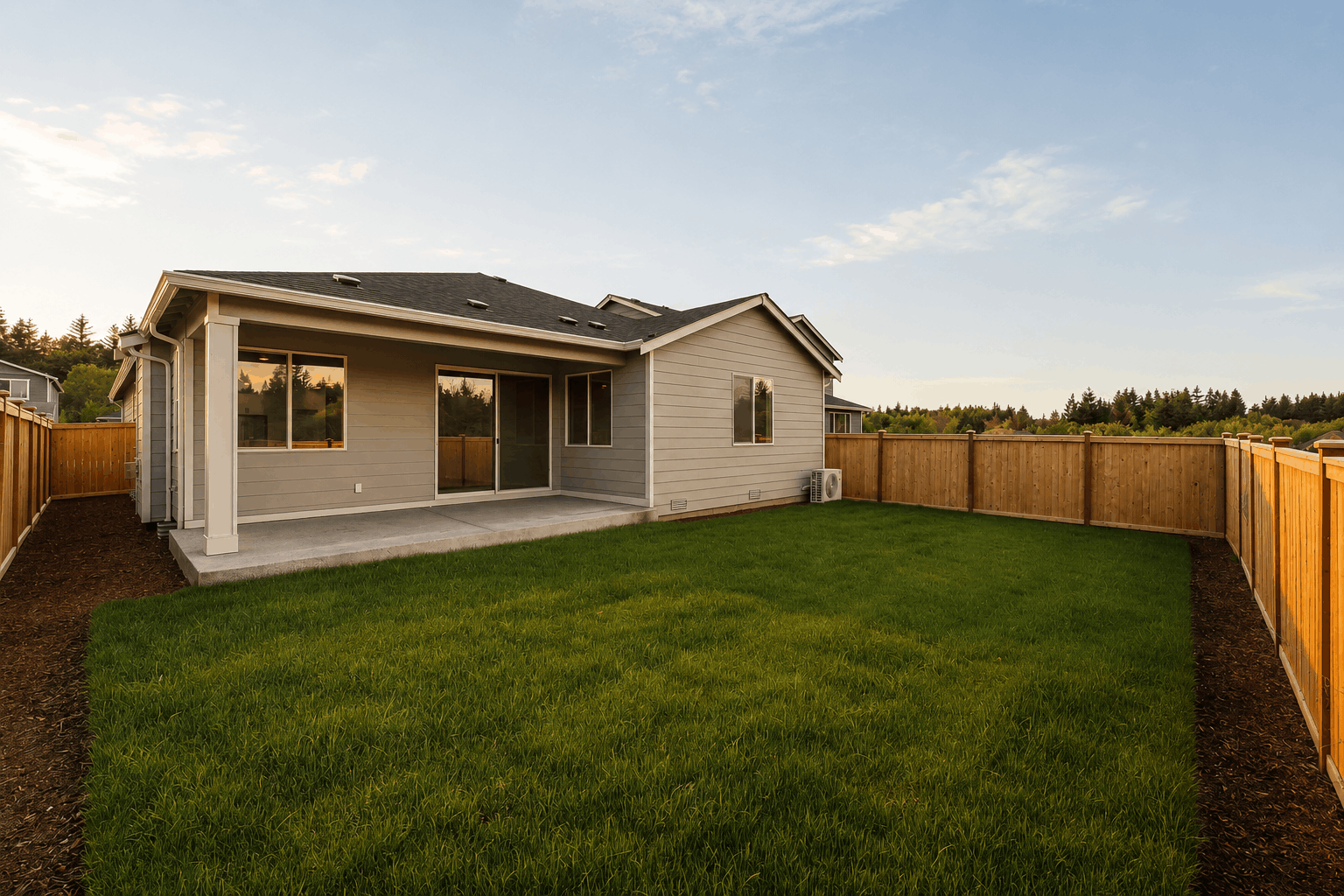A house with a fence around it.