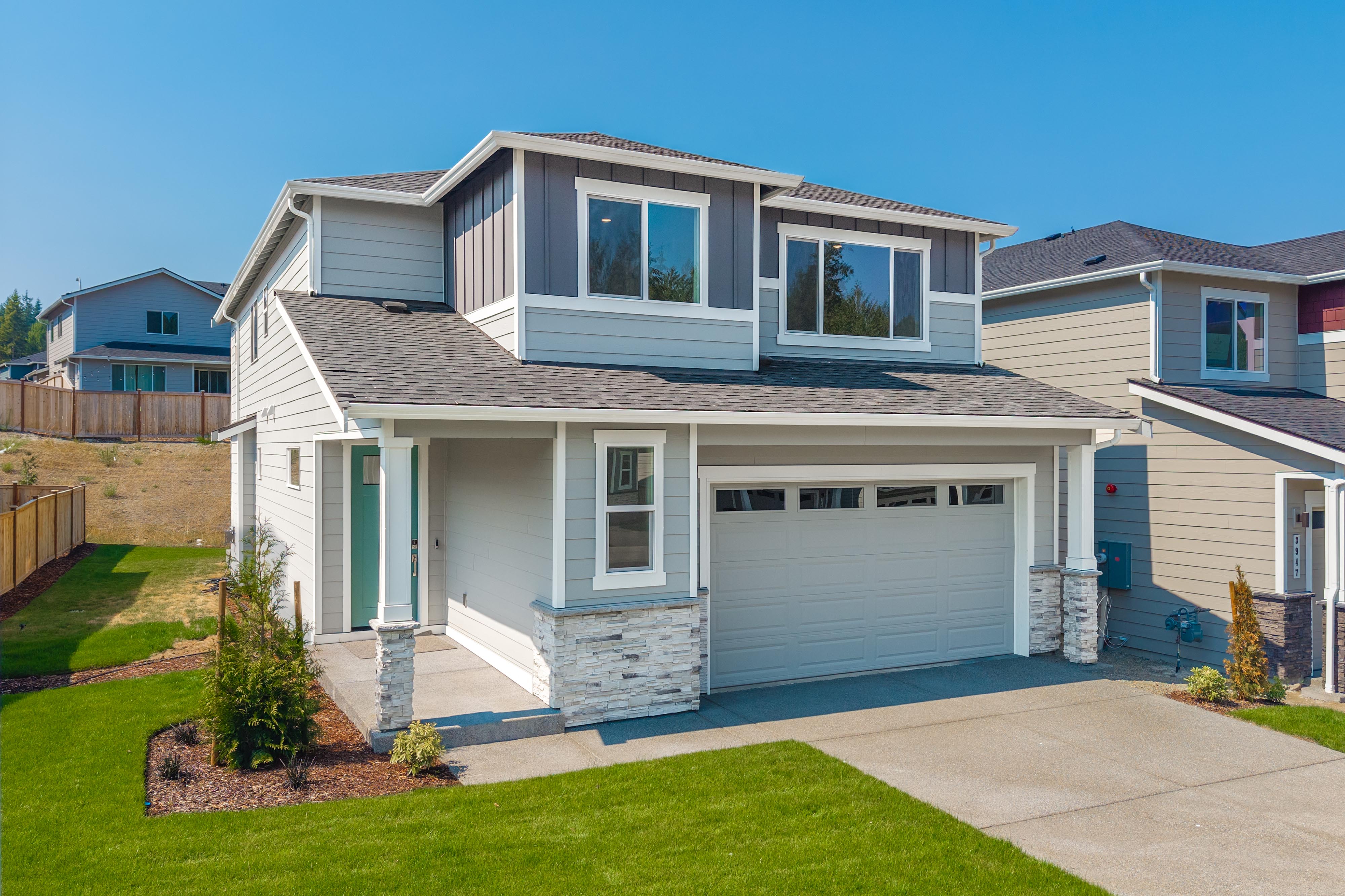 A house with a garage.