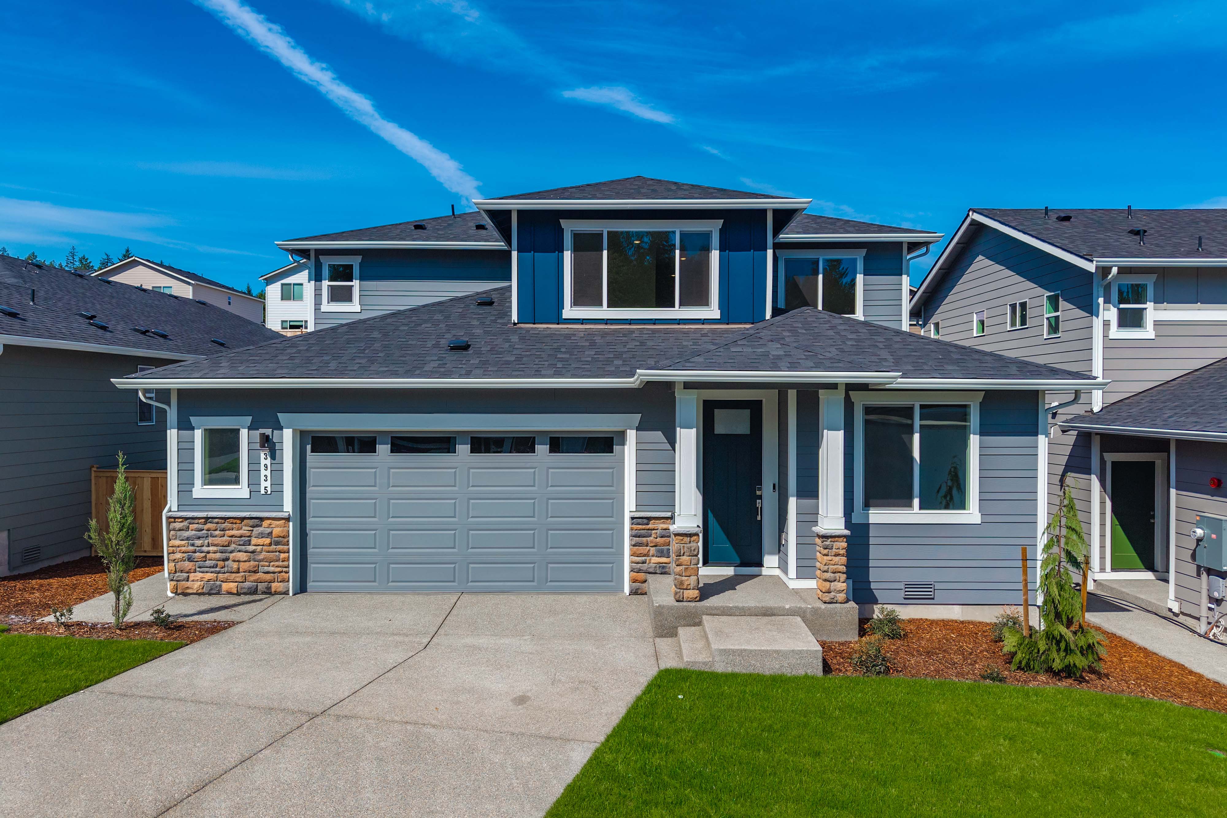 A house with a garage.