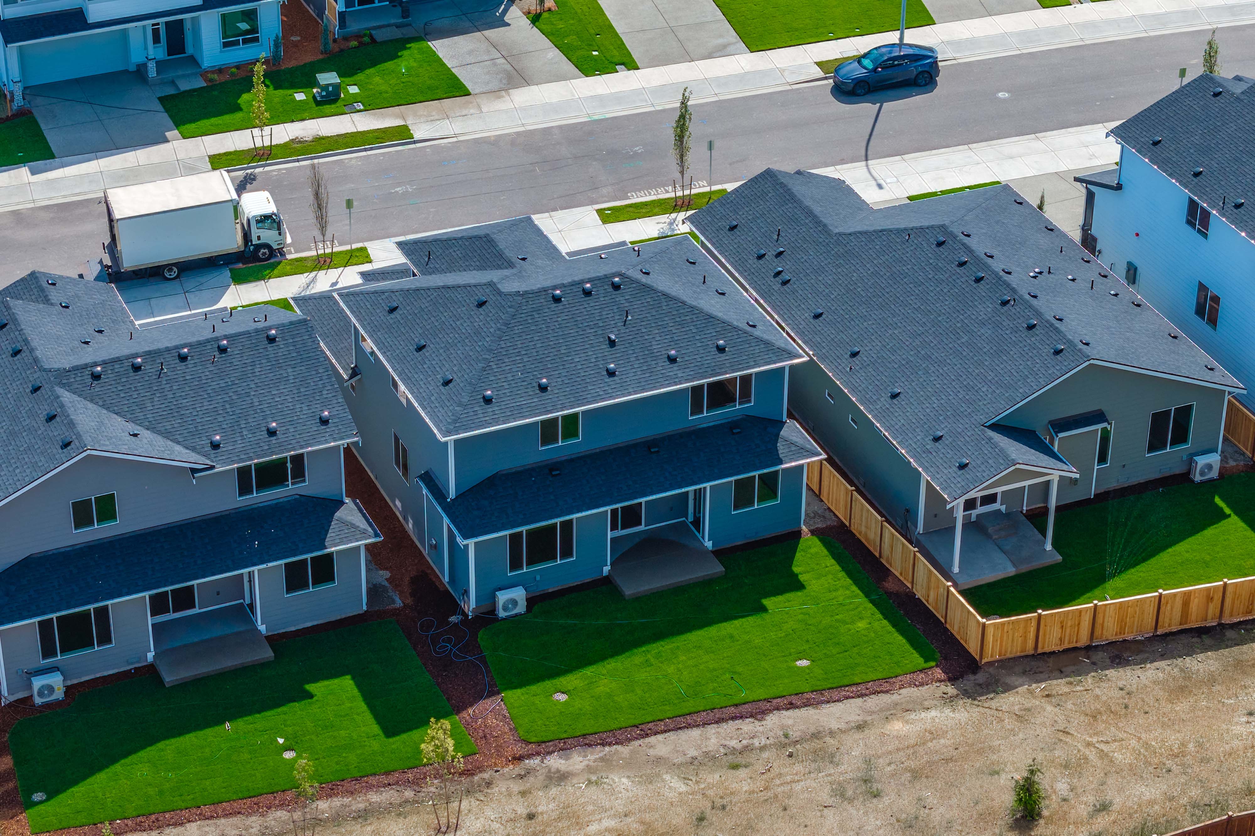 A high angle view of a building.