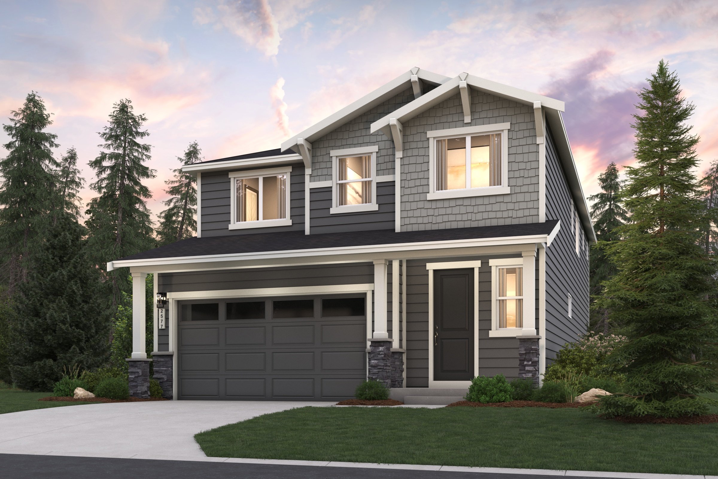 A house with a garage.