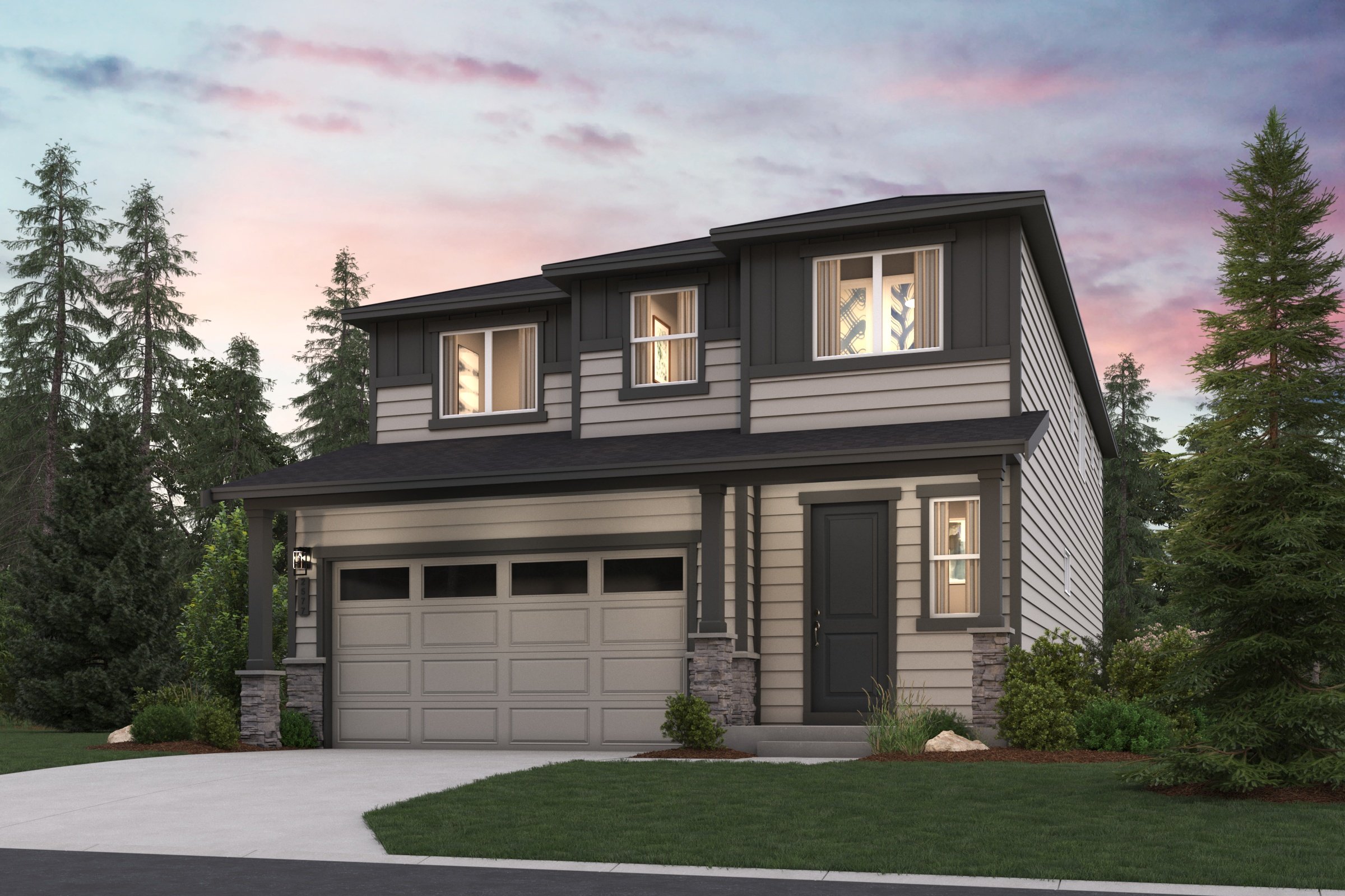 A house with a garage.