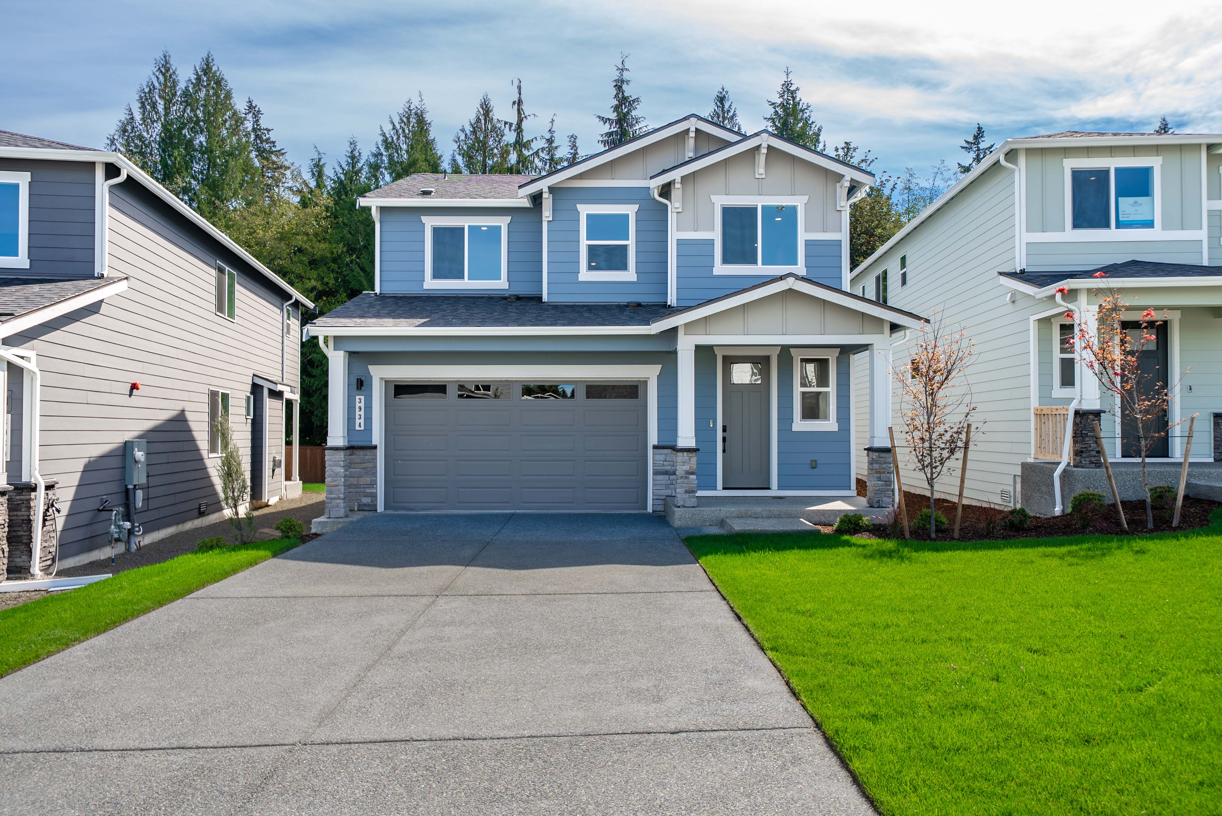 A driveway leading to a house.